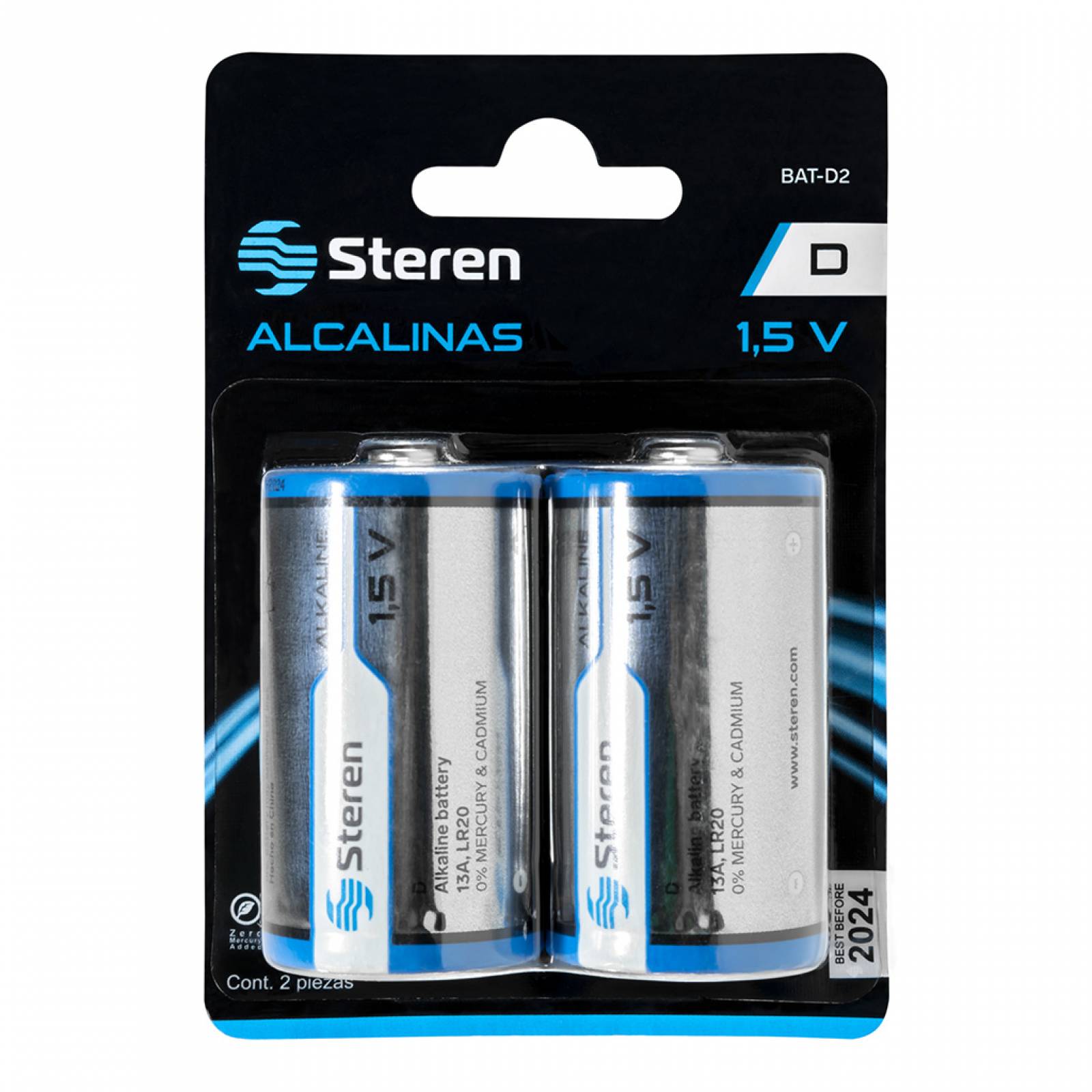 Pack de 2 pilas alcalinas Tipo "D"