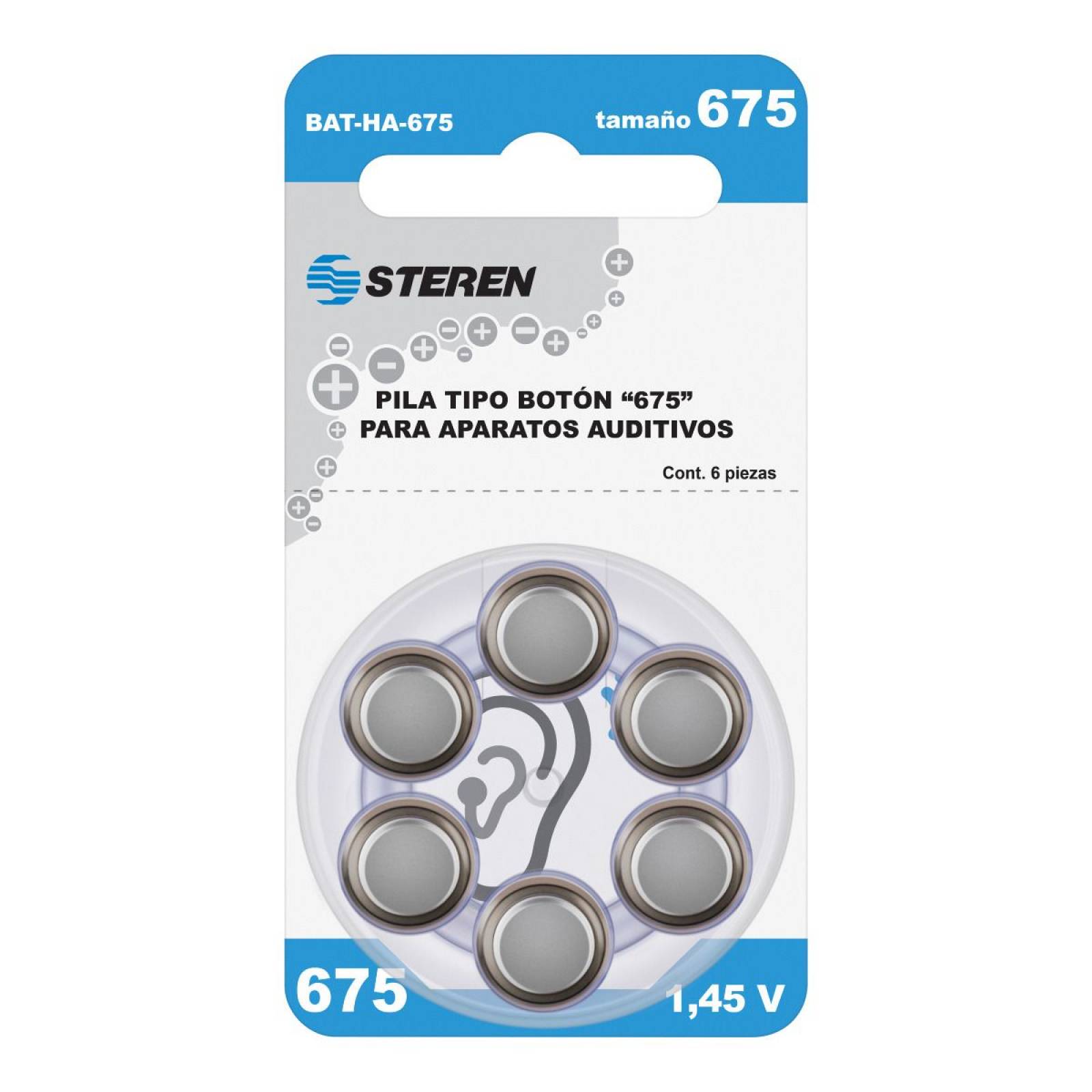 Pila tipo botón 675 para aparatos auditivos