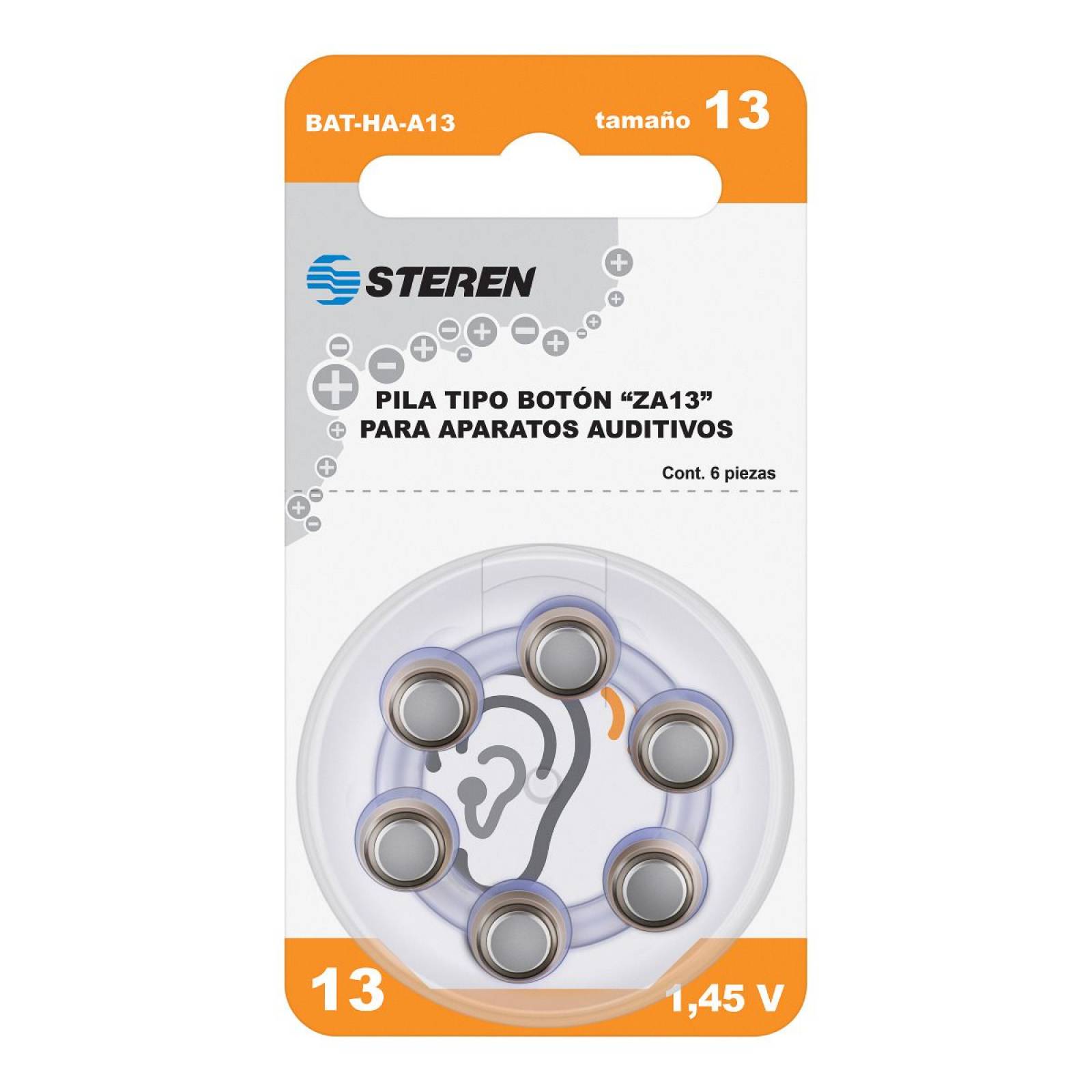 Pila tipo botón ZA13 para aparatos auditivos