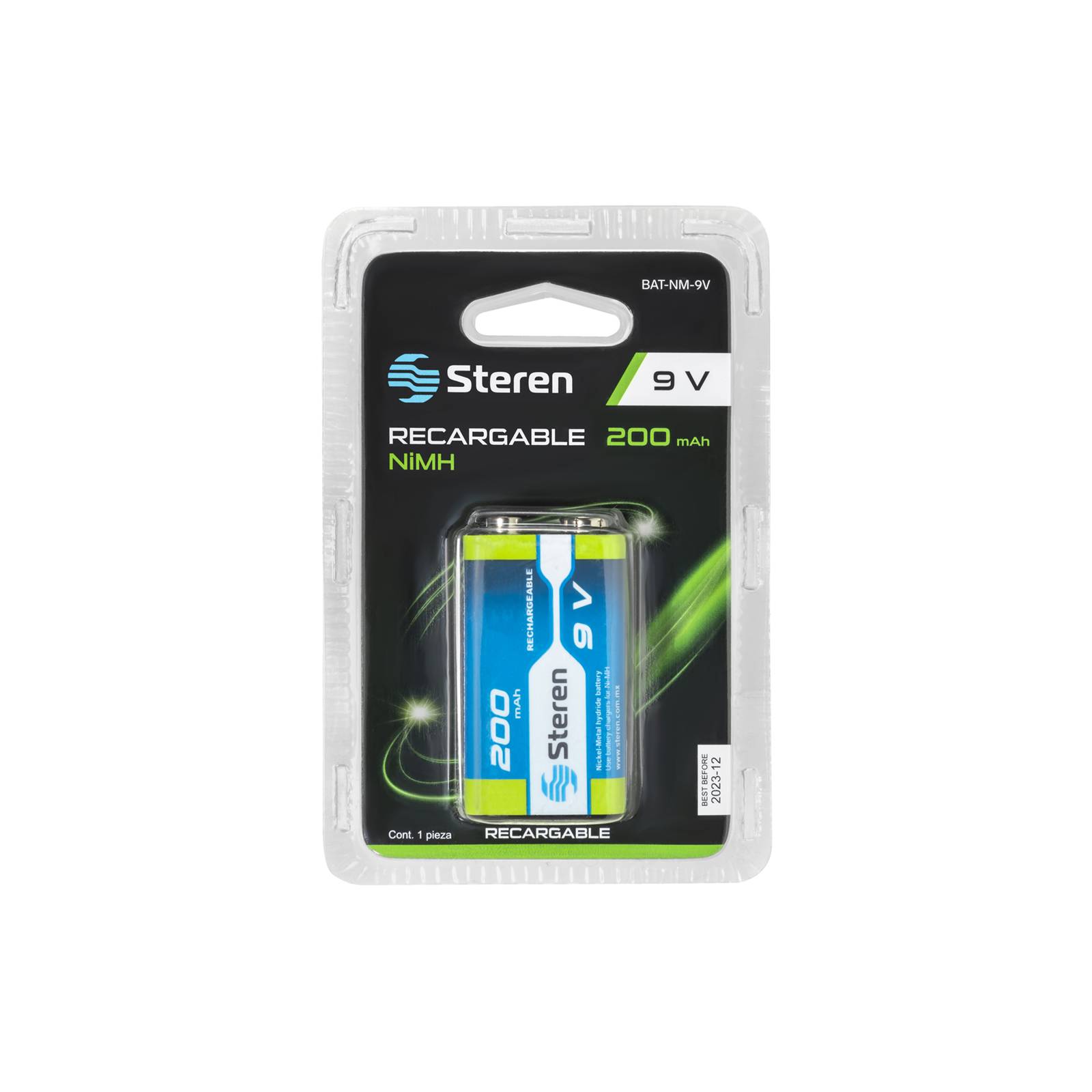 Pila recargable NiMH 9V (cuadrada) 200 mAh