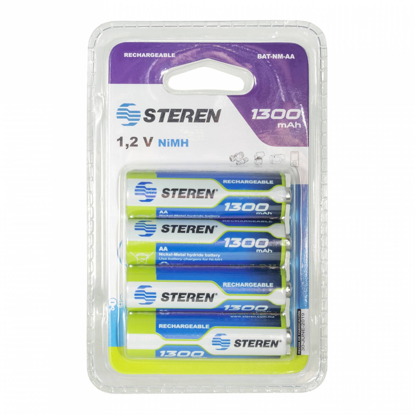 Pack con 4 pilas recargables AA Niquel-Metal