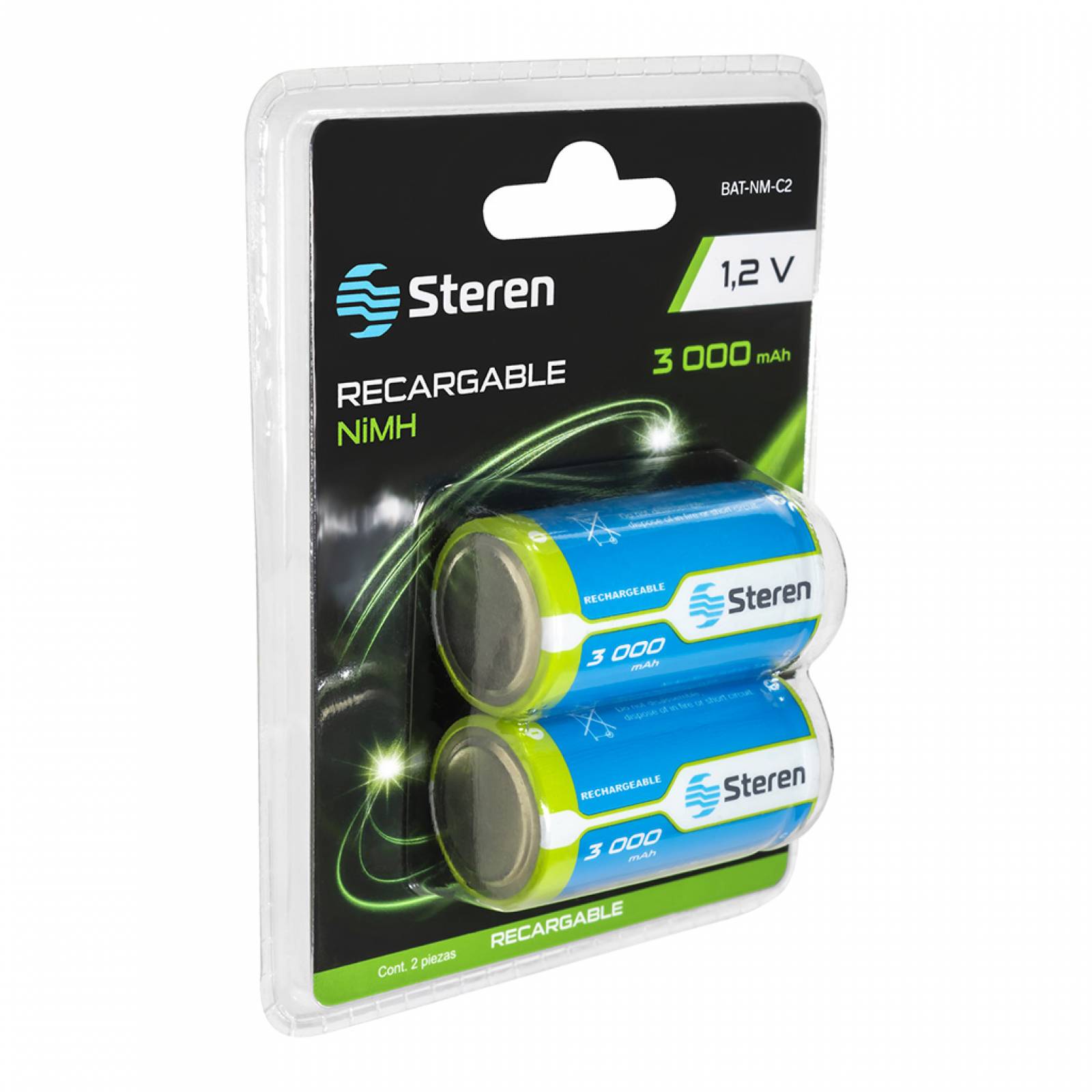Pack de 2 pilas recargables C NiMH 3000 mAh