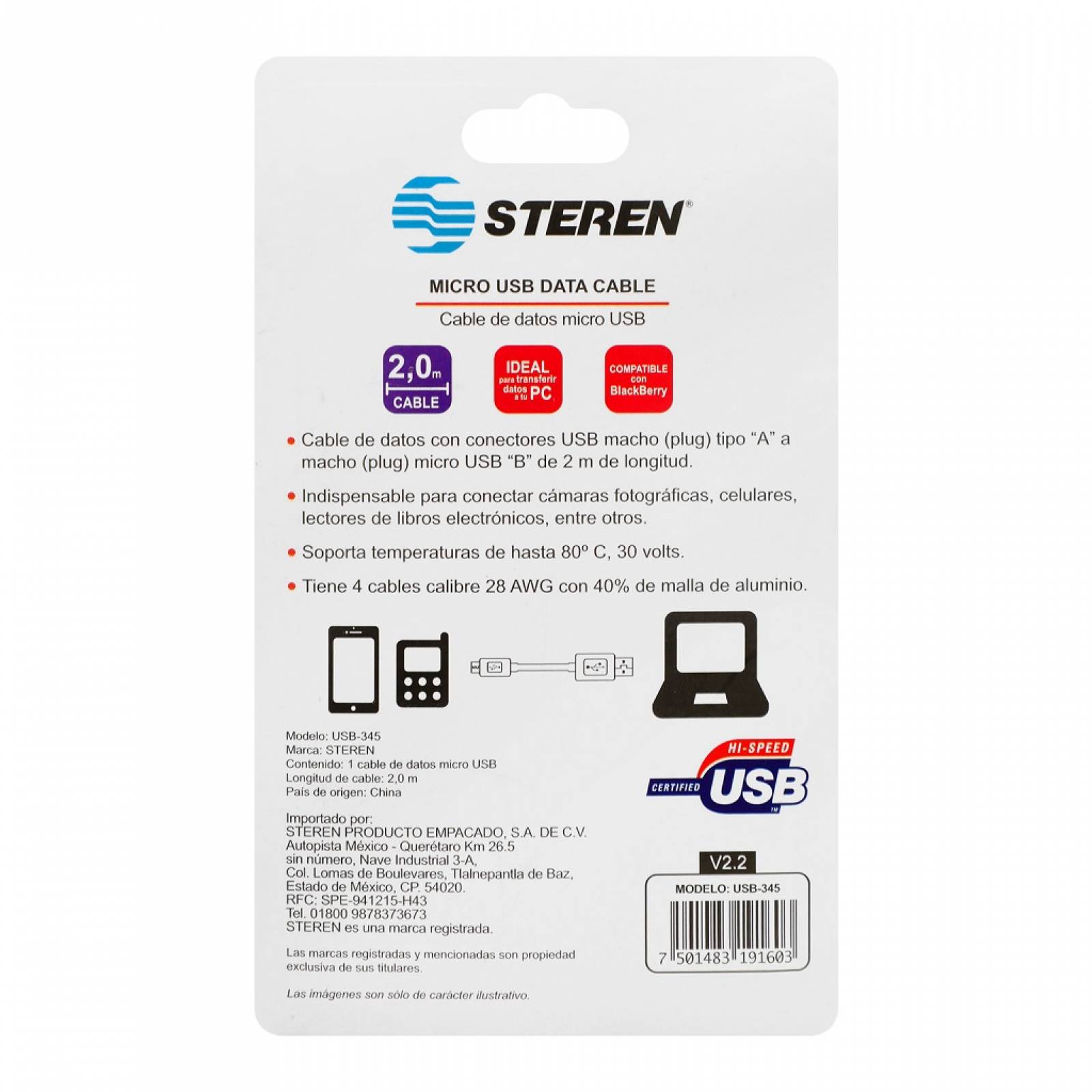 Cable USB a micro USB de 1.8 m