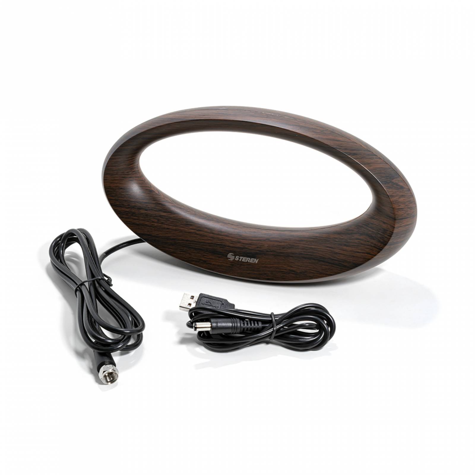 Antena Interior Elíptica Acabado En Madera