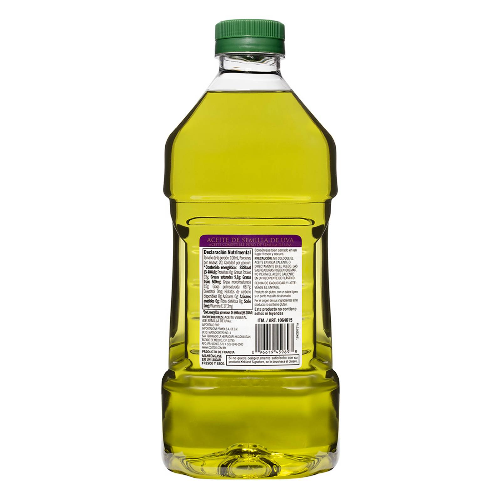 Kirkland Signature - Aceite de Semilla de Uva. 2 lt