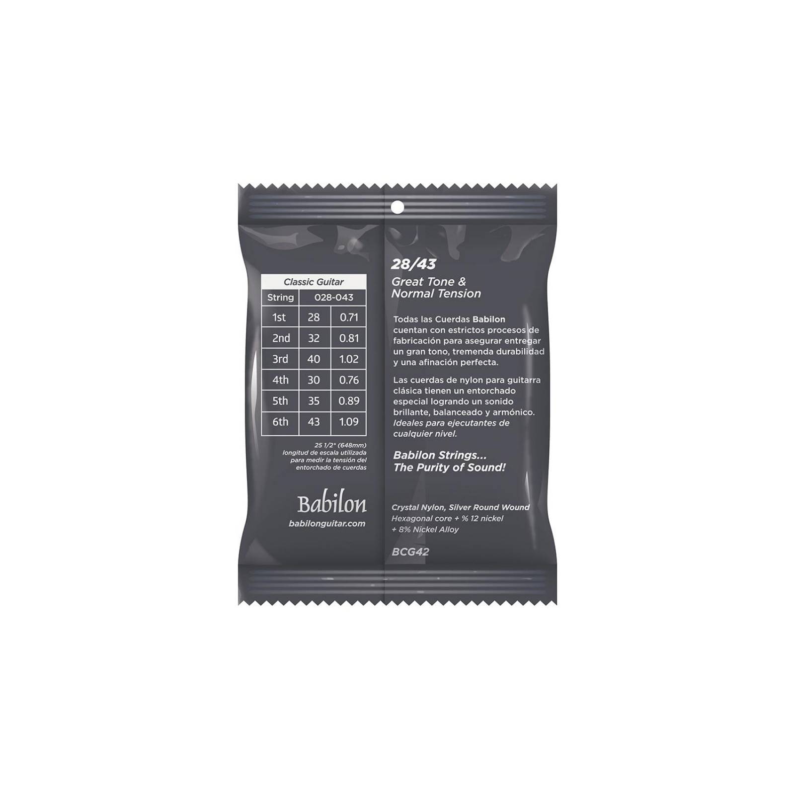 Juego de Cuerdas de nylon p/Guitarra Clásica 28-43