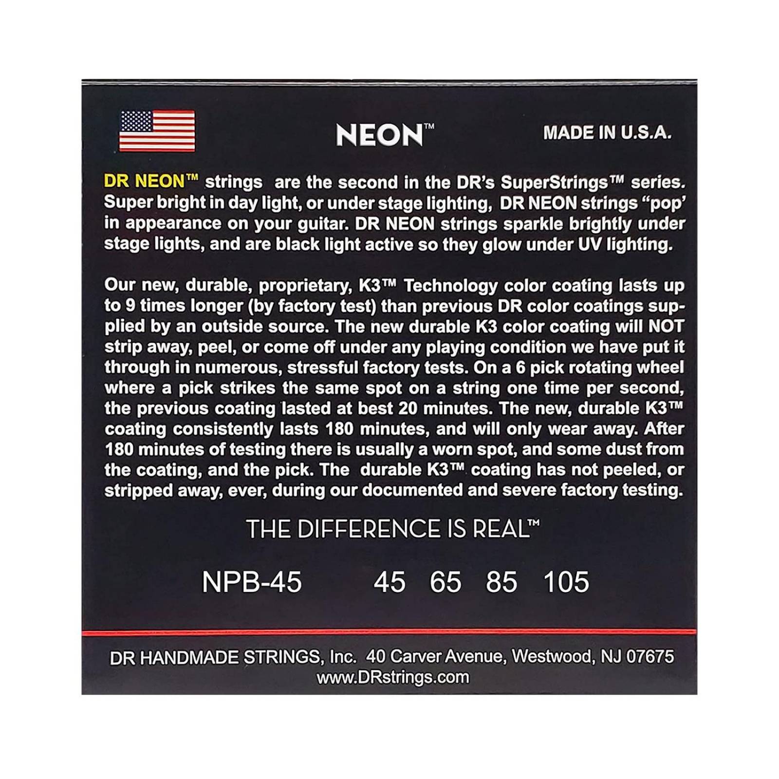 Set de Cuerdas para Bajo Neon Pink con Recubrimiento NPB-45 DR STRINGS. 