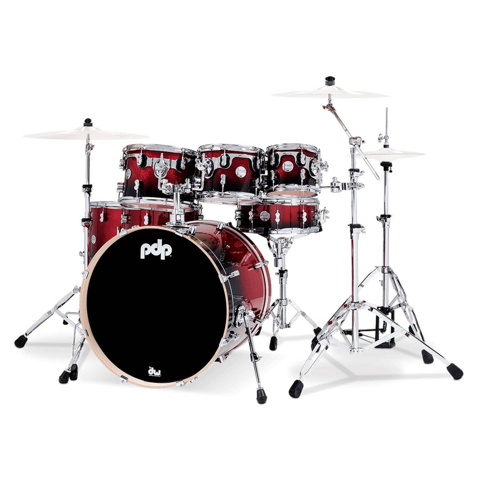Batería Concept Maple Lacquer 7 Piezas C/hardware PDCM2217WH-RB PACIFIC DRUMS