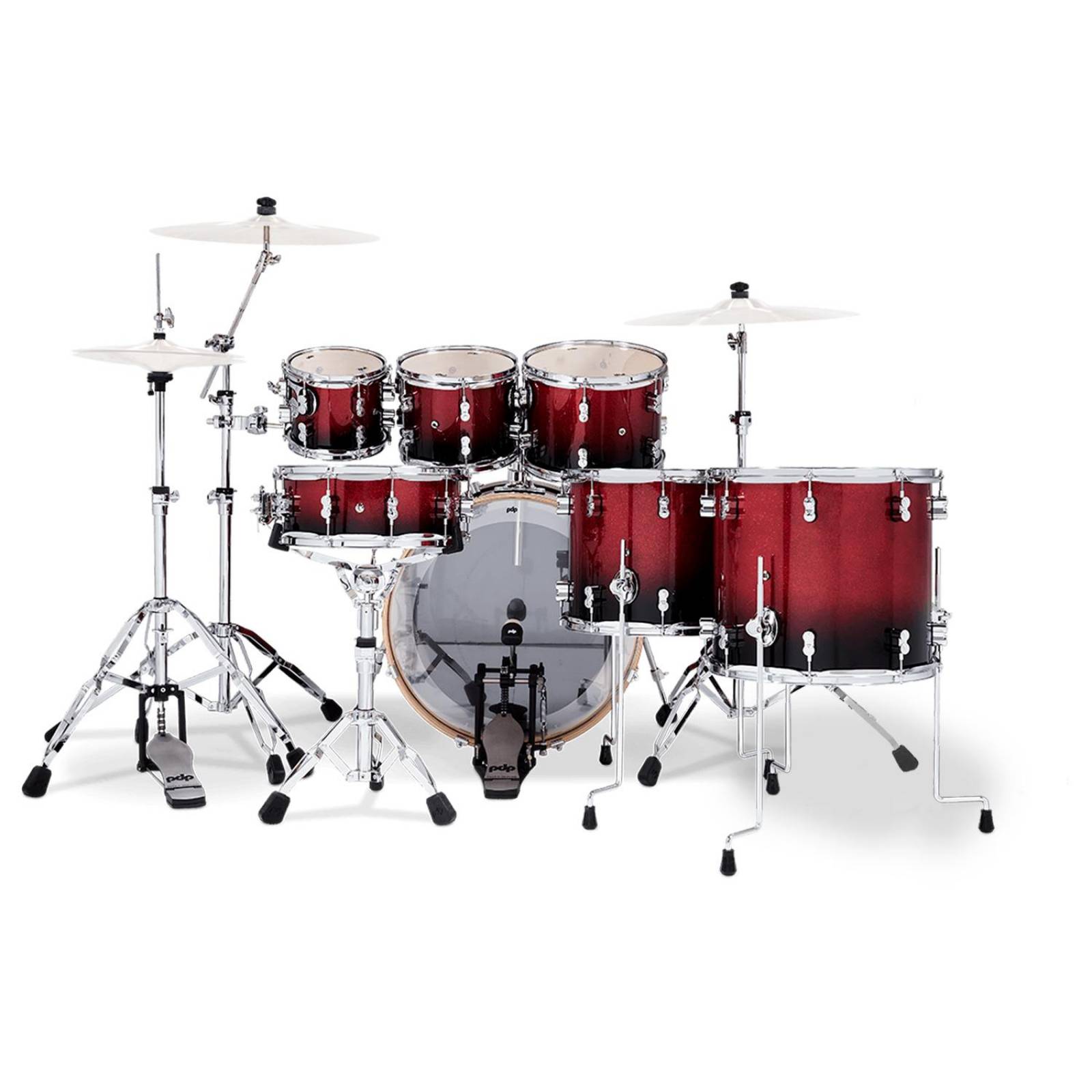 Batería Concept Maple Lacquer 7 Piezas C/hardware PDCM2217WH-RB PACIFIC DRUMS