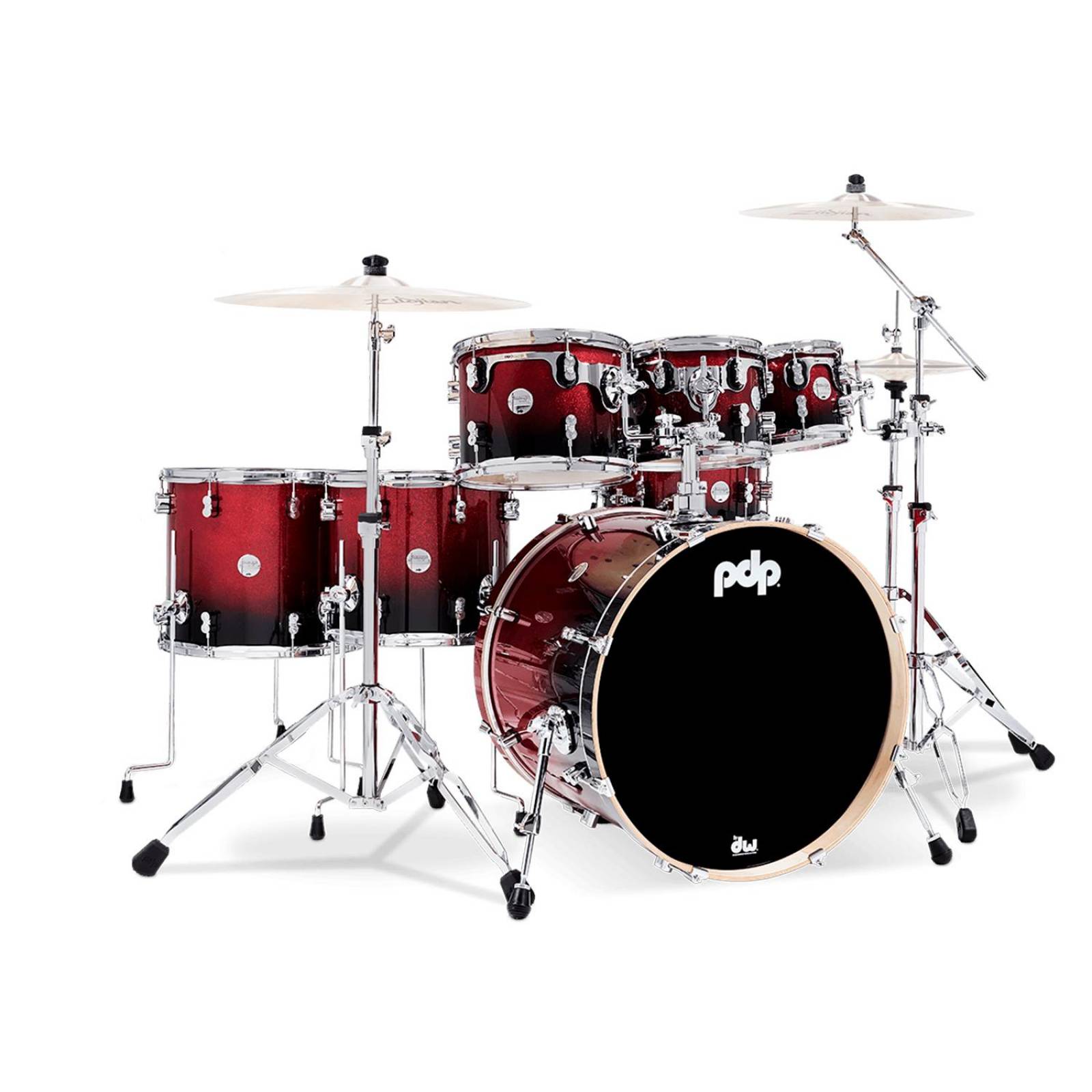 Batería Concept Maple Lacquer 7 Piezas C/hardware PDCM2217WH-RB PACIFIC DRUMS