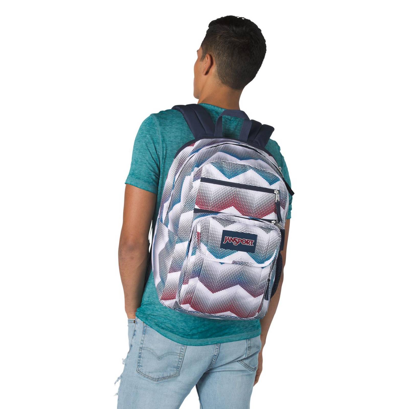 Mochila Jansport Digital Student Matrix Chevron White  