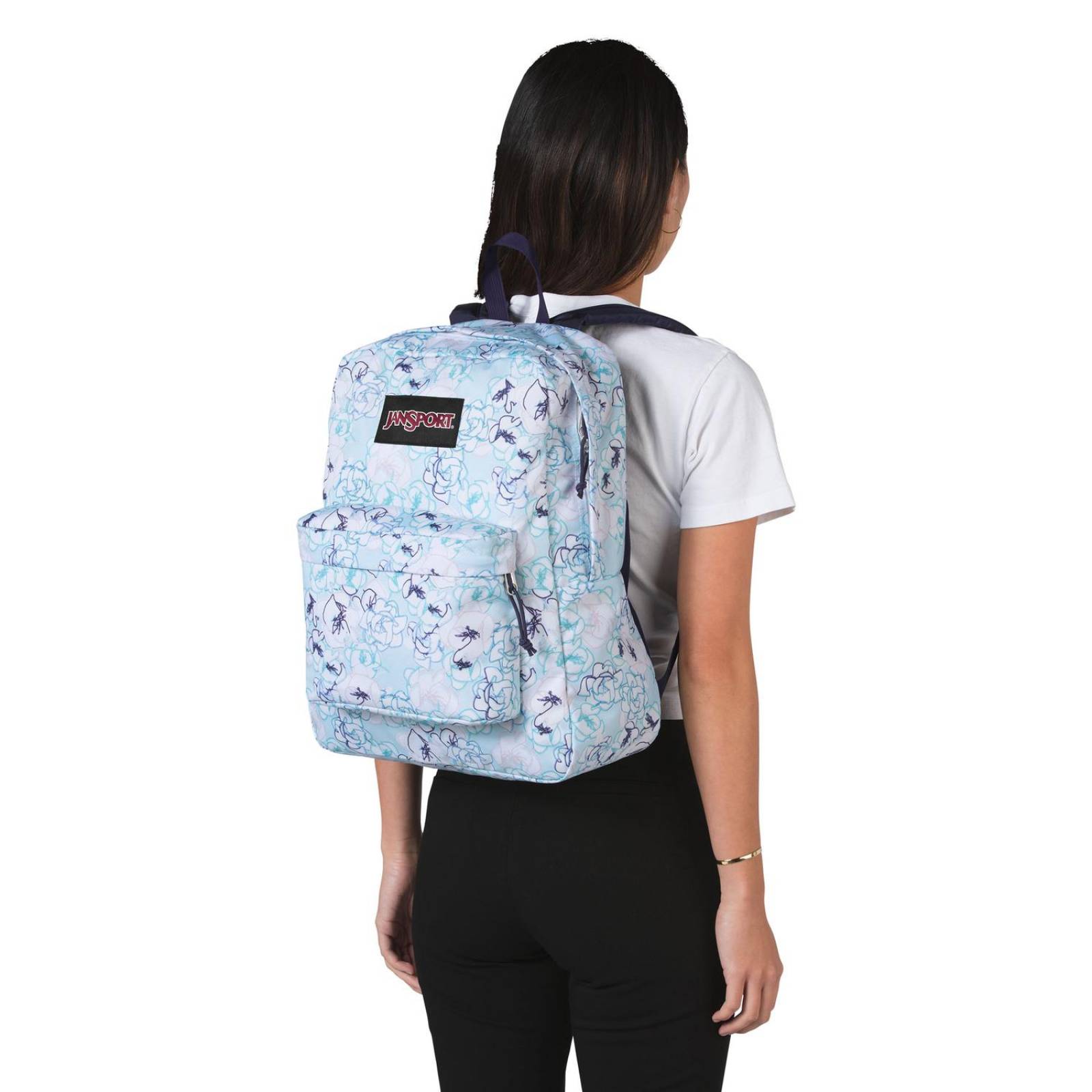 Mochila Jansport Black Label Superbreak Blue Sketch Floral Print  