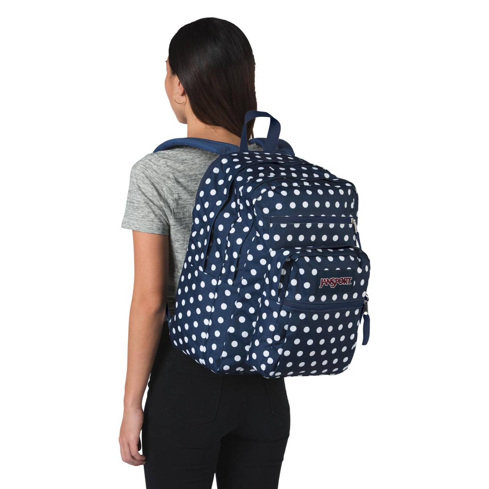 Mochila Jansport Big Student Dark Denim Polkadot Print  