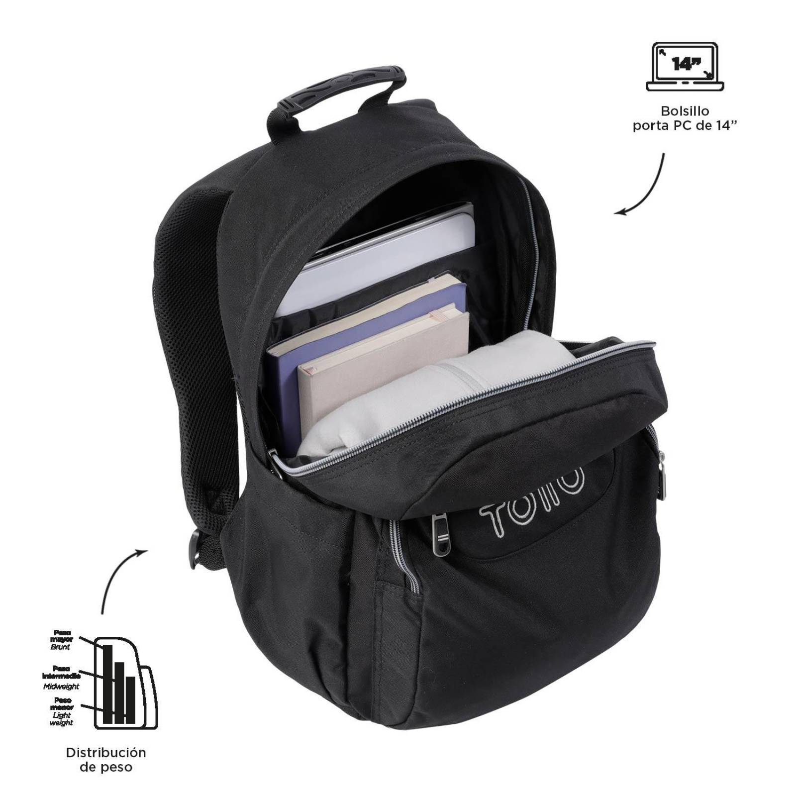 Mochila Totto Acuarela 22100-N01 Negro  