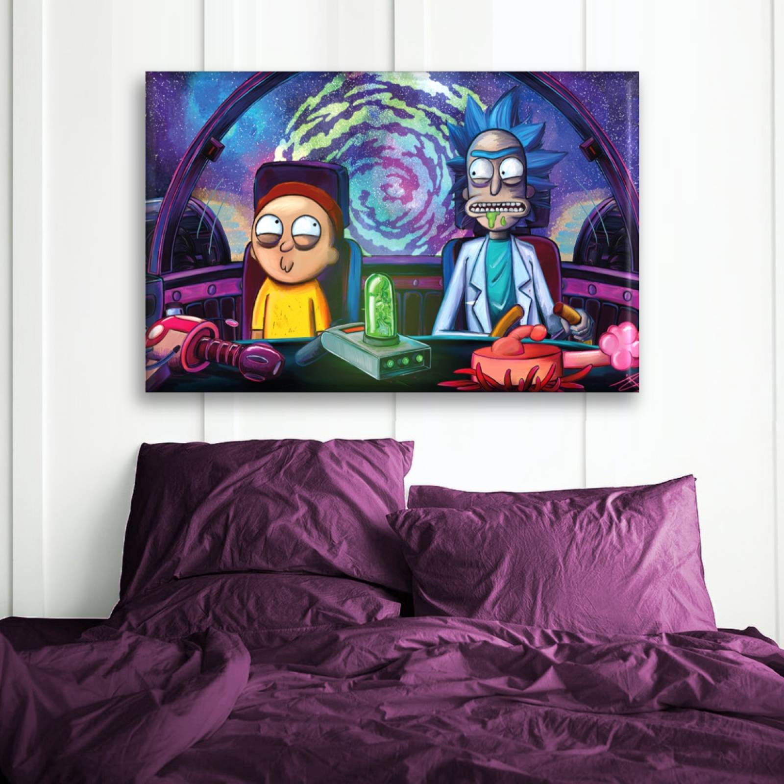 Cuadro Canva Decorativo Nave Rick Y Morty 90X60 cm