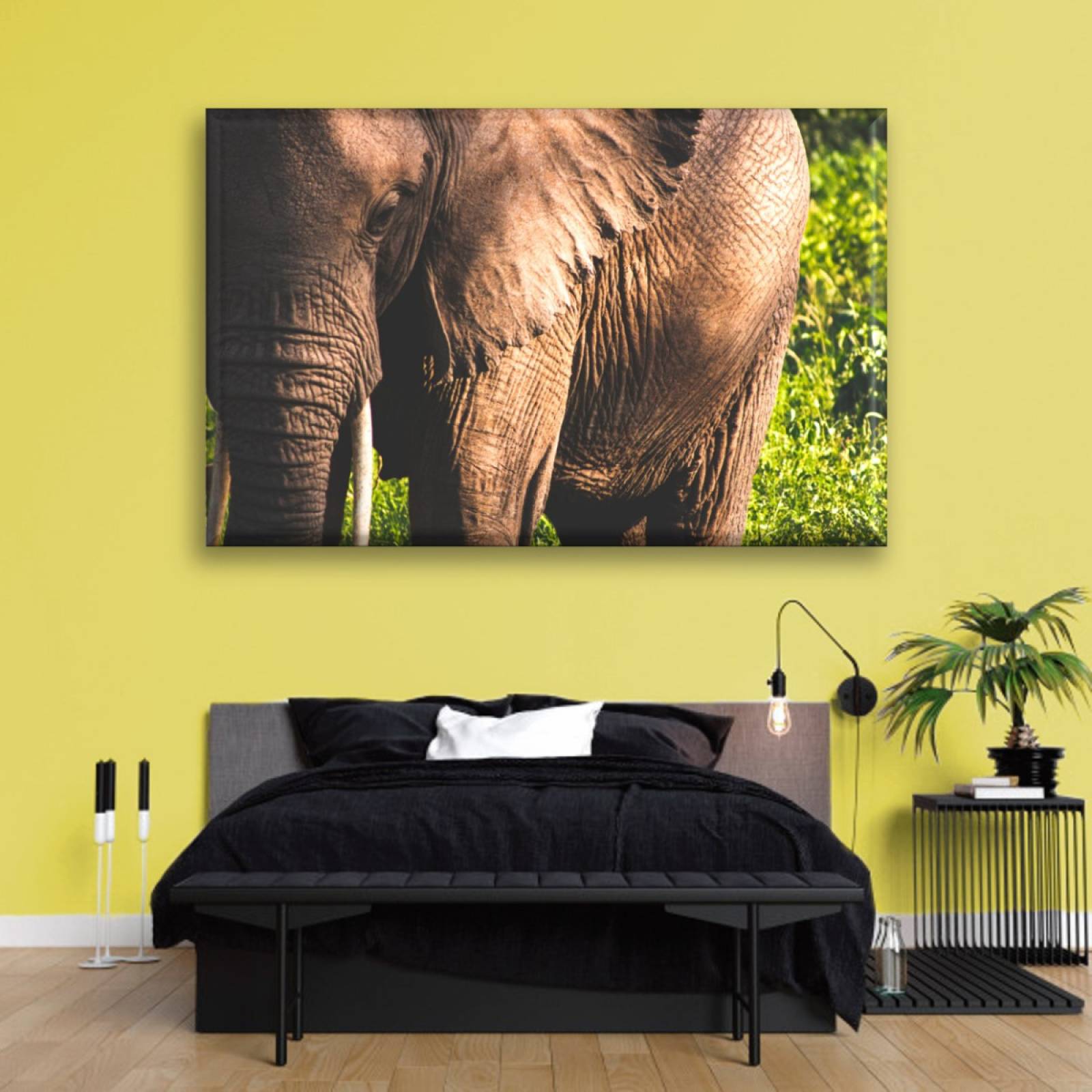 Cuadro Canva Decorativo Mirada De Elefante 90X60 cm