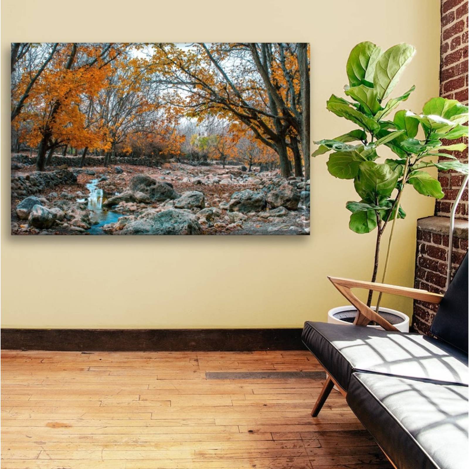 Cuadro Canva Decorativo Bosque De Árboles Naranjas 90X60 cm