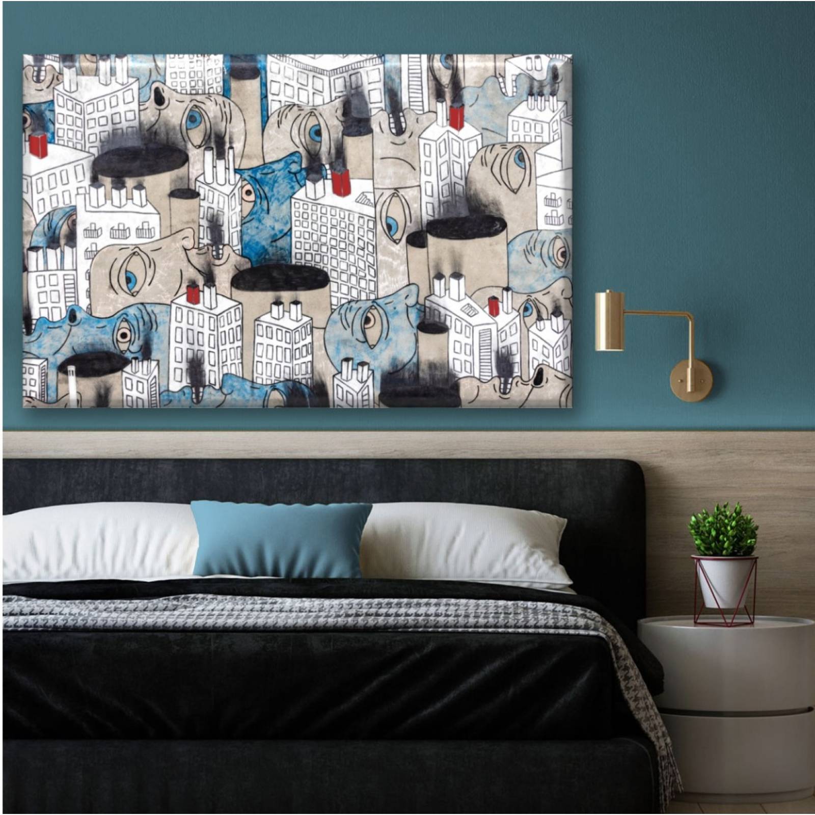 Cuadro Canva Decorativo Arte Callejero En Wroclaw 90X60 cm