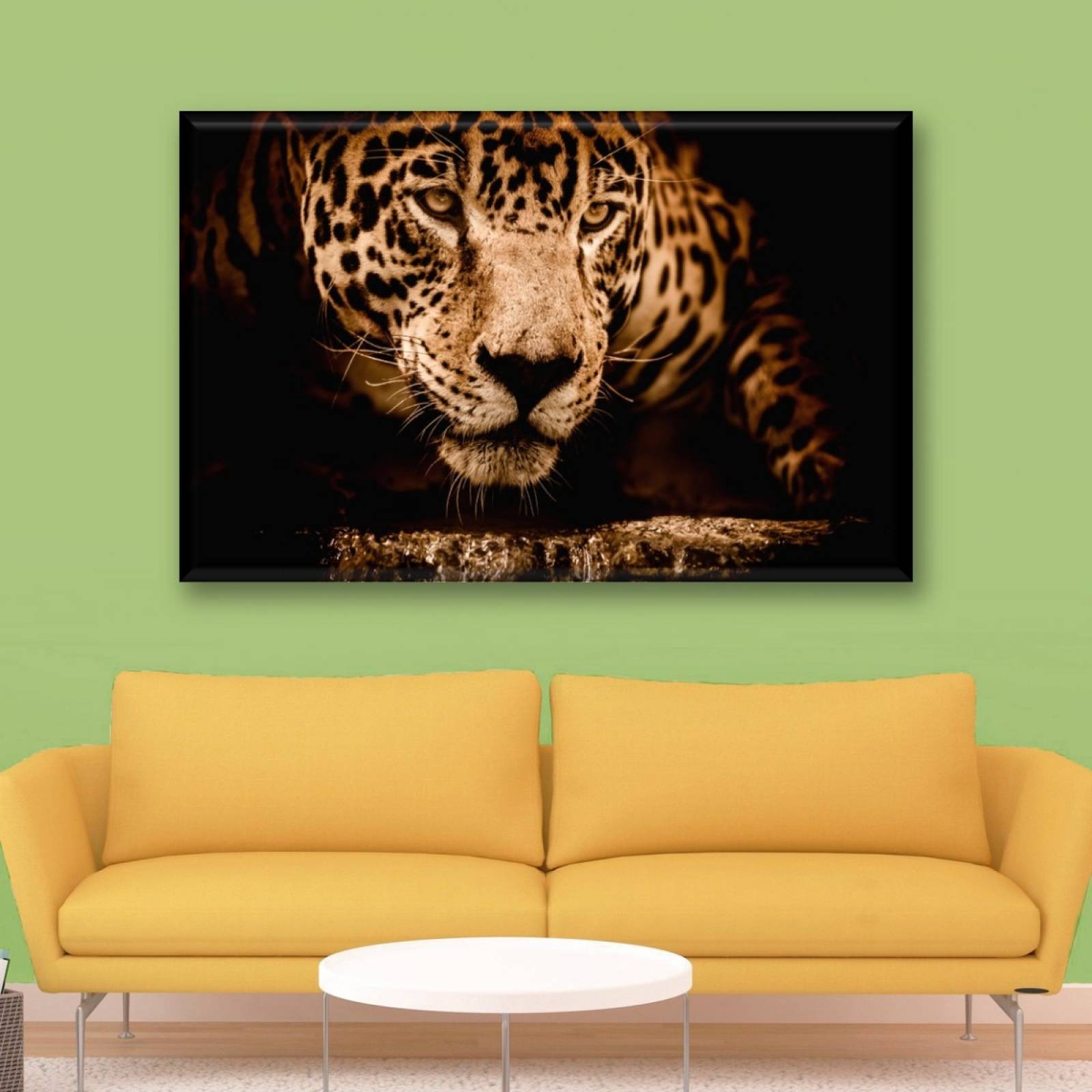 Cuadro Canva Decorativo Reflejo De Jaguar 90X60 cm