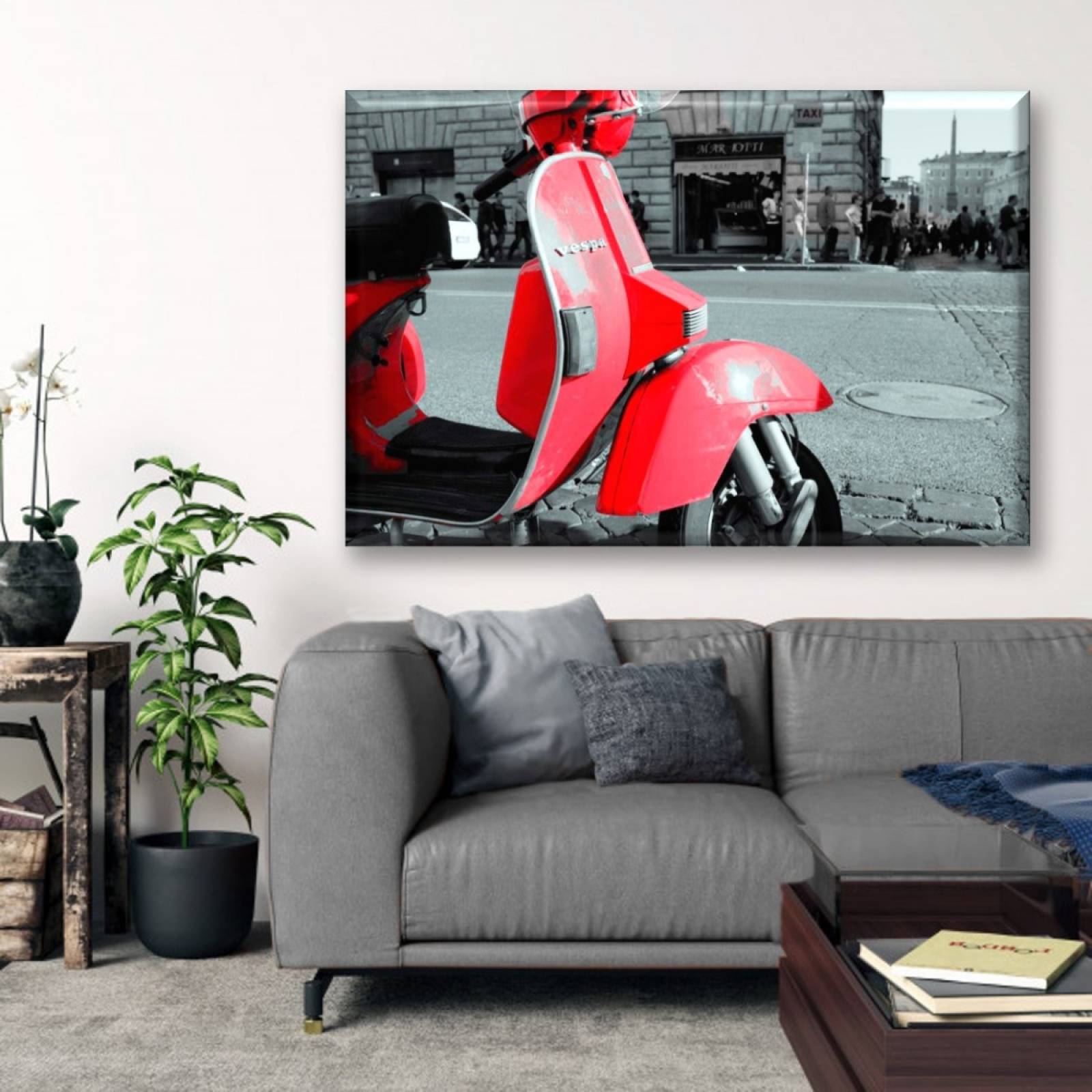 Cuadro Canva Decorativo Vespa Roja 90X60 cm