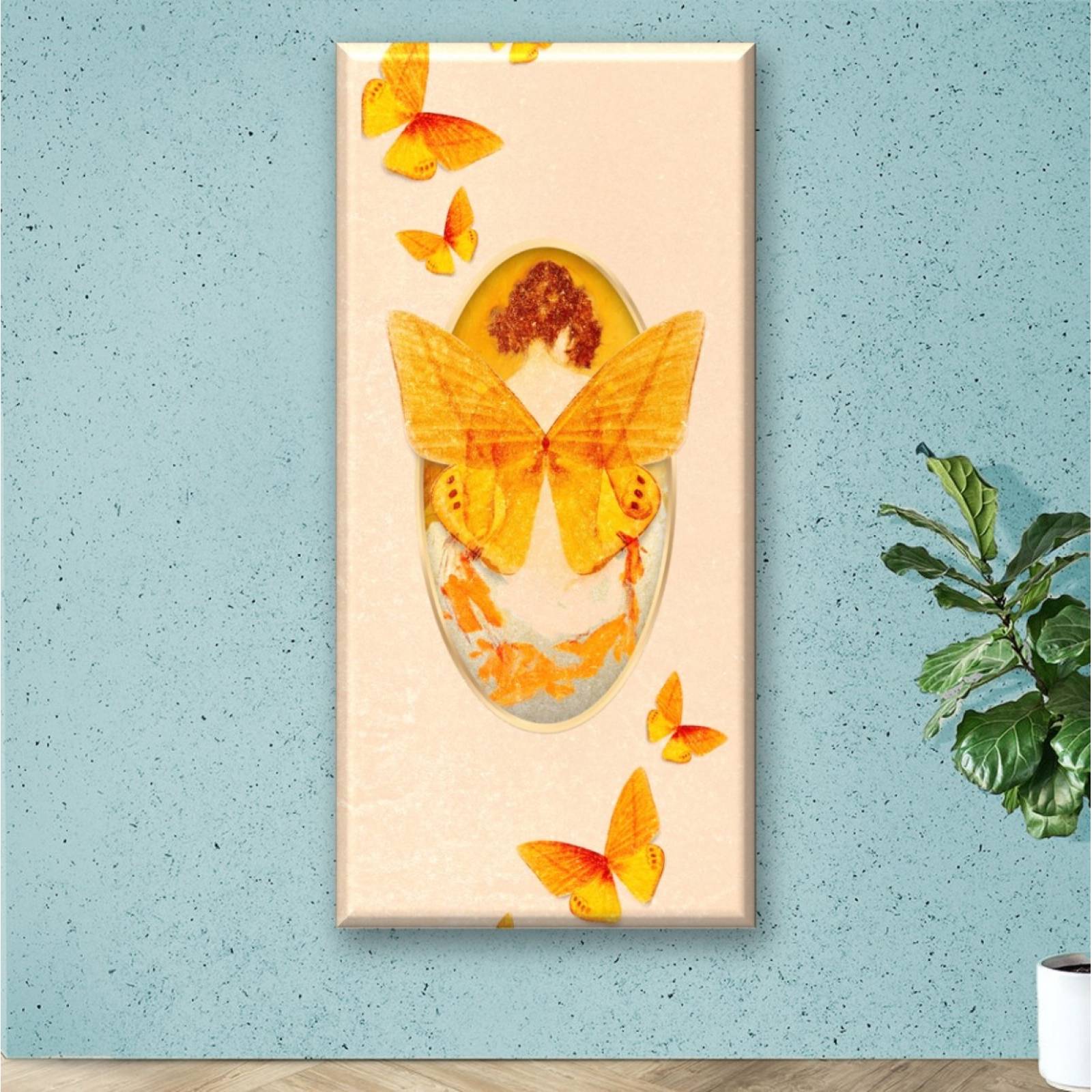 Cuadro Canva Decorativo Mujer Alas De Mariposa 50X100 cm