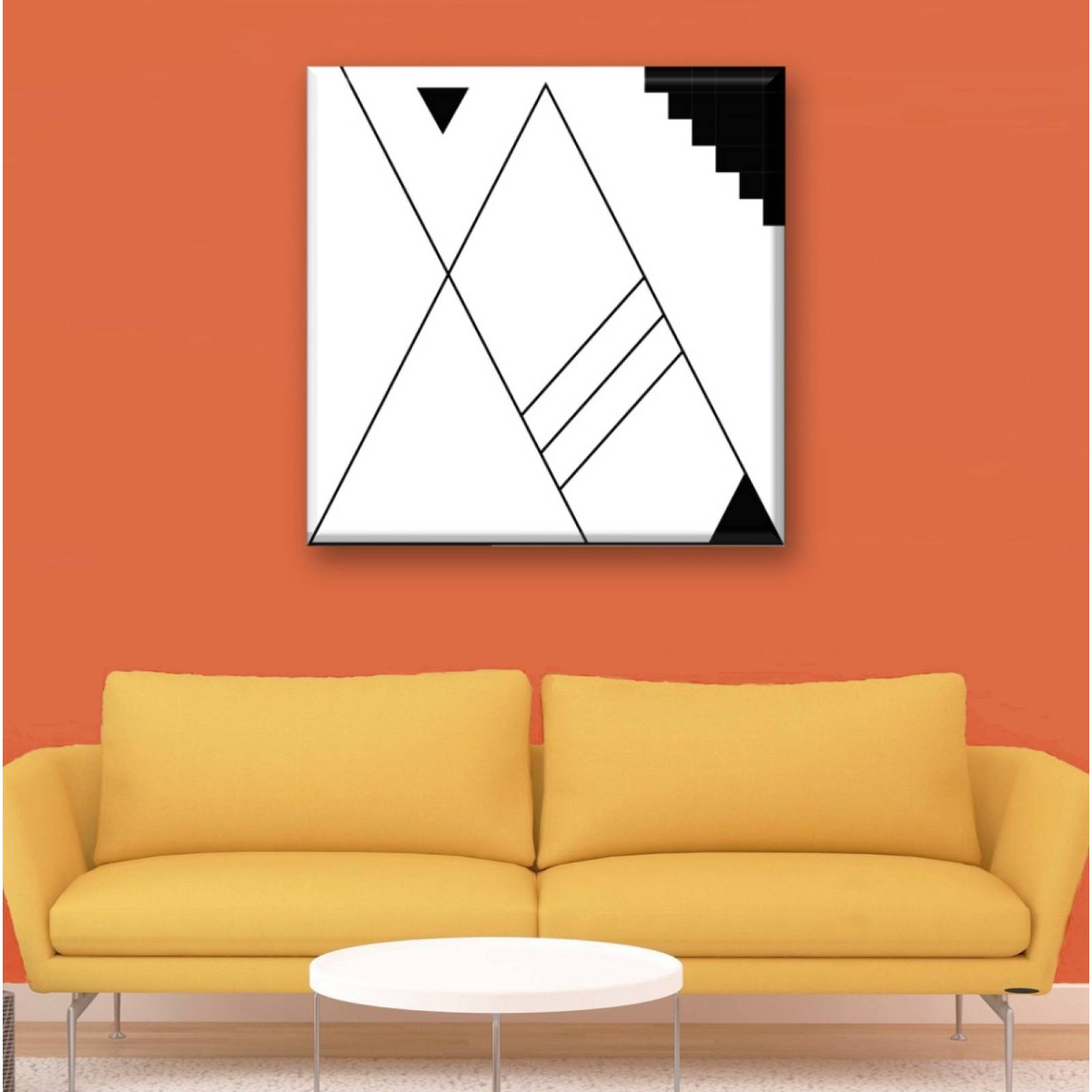 Cuadro Canva Decorativo Trazos De Triángulo 80X80 cm