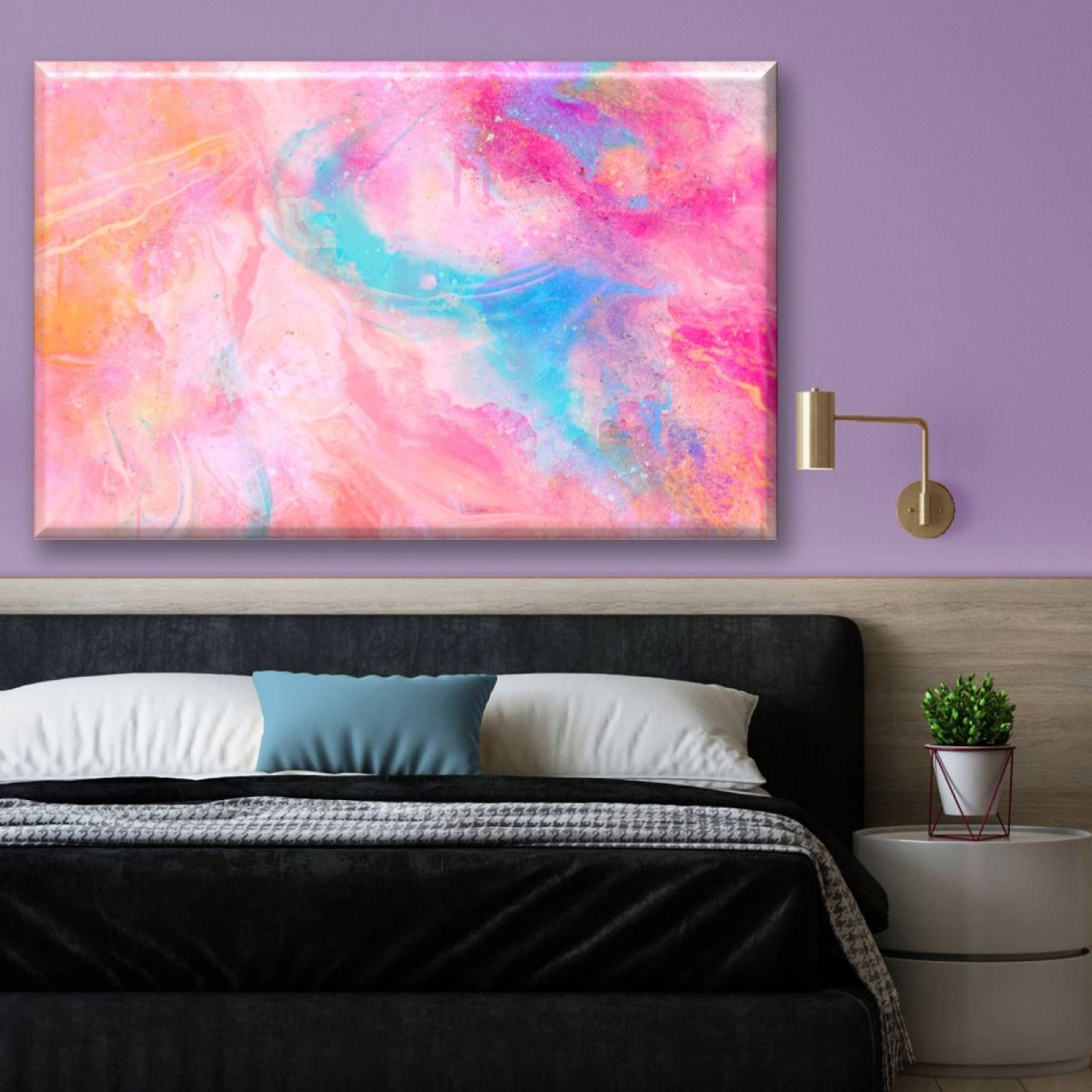 Cuadro Canva Decorativo Mancha Rosa 90X60 cm