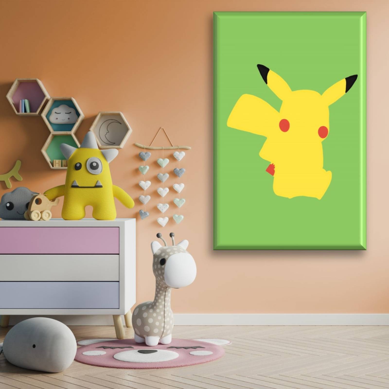 Cuadro Canva Decorativo Pikachu 90X60 cm