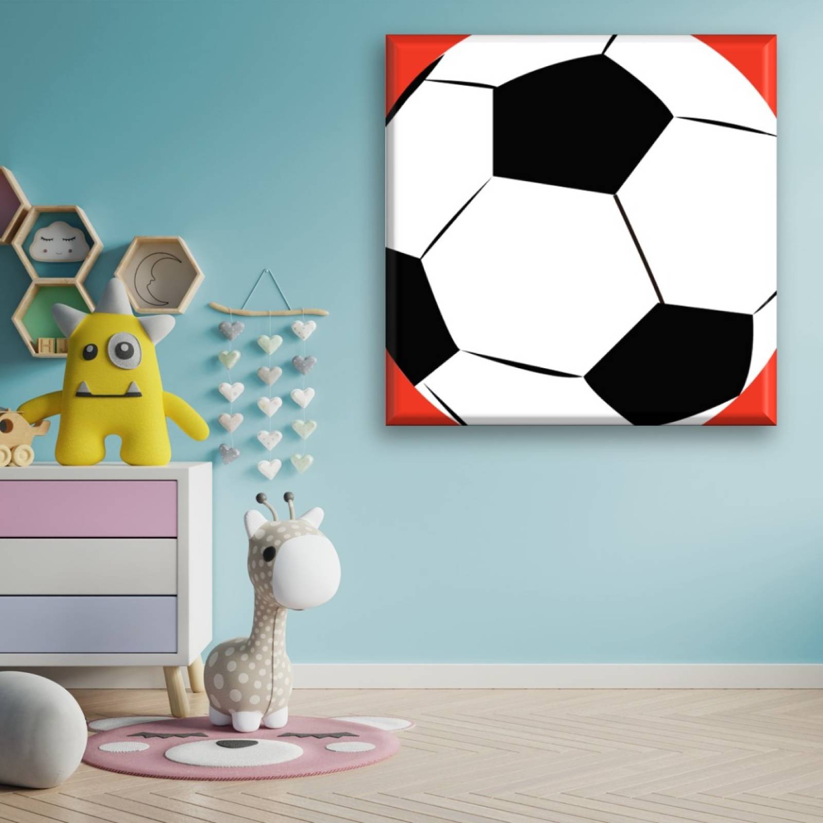 Cuadro Canva Decorativo Balón Fútbol 80X80 cm