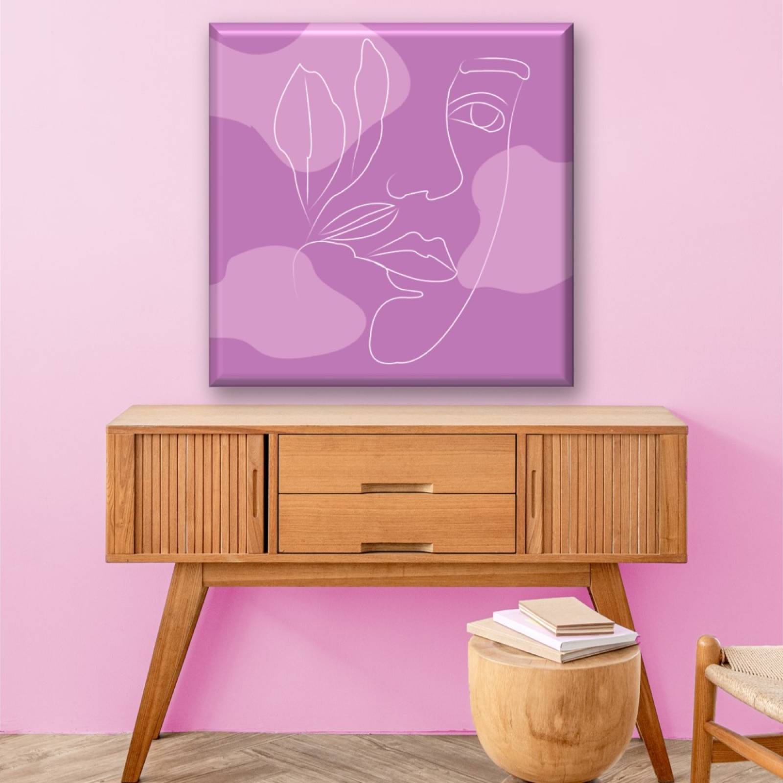 Cuadro Canva Decorativo Retrato Lila 80X80 cm