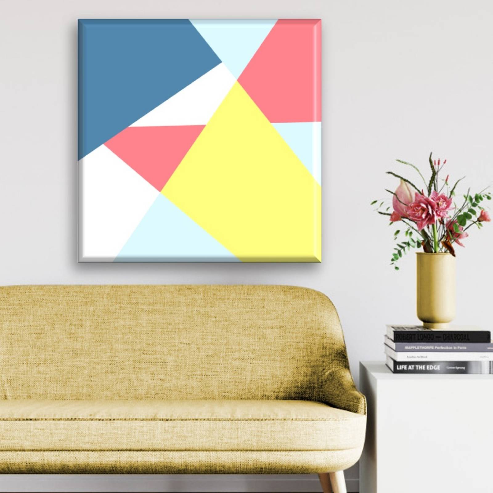 Cuadro Canva Decorativo Triángulos Pastel 80X80 cm