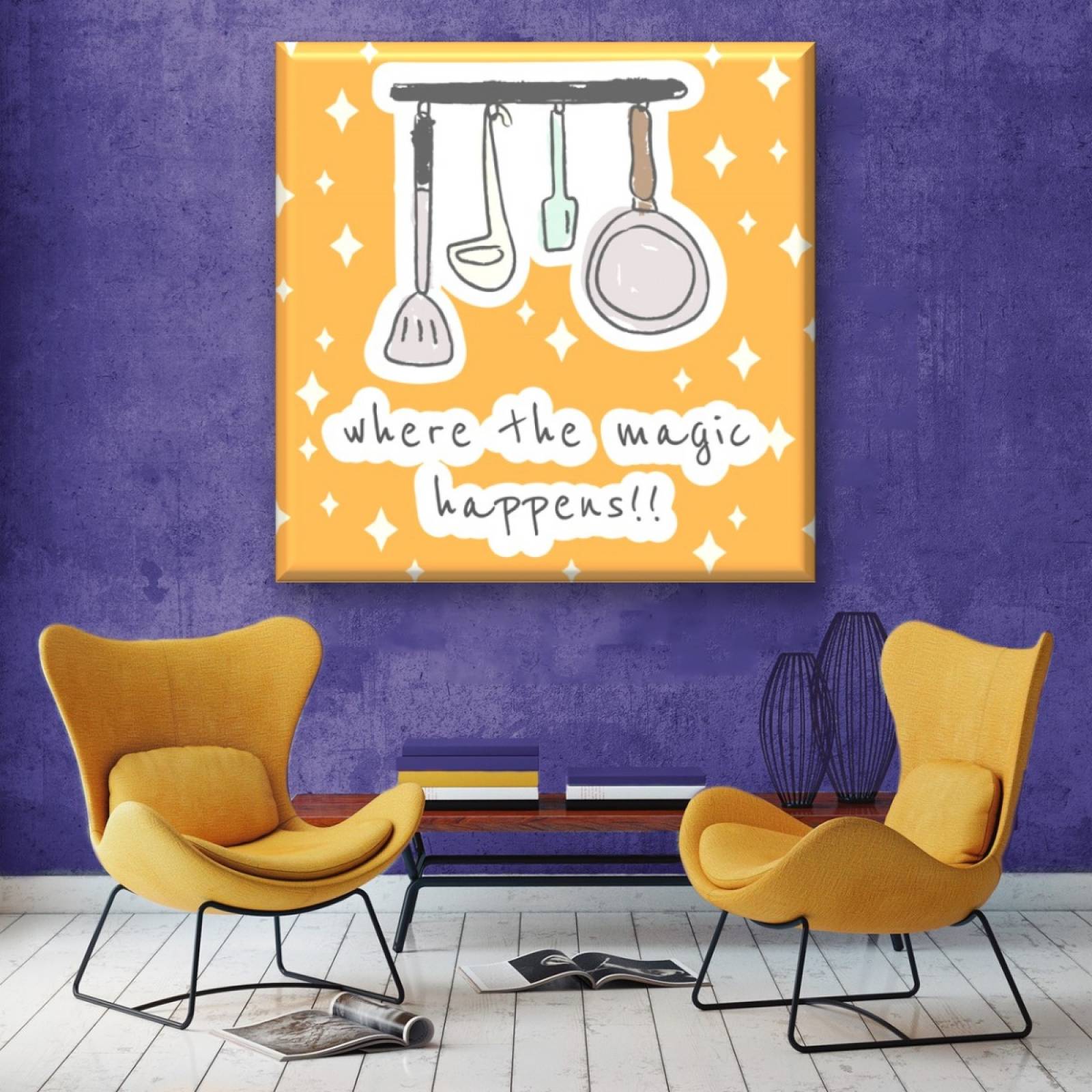 Cuadro Canva Decorativo Utensilios De Cocina Cute 80X80 cm