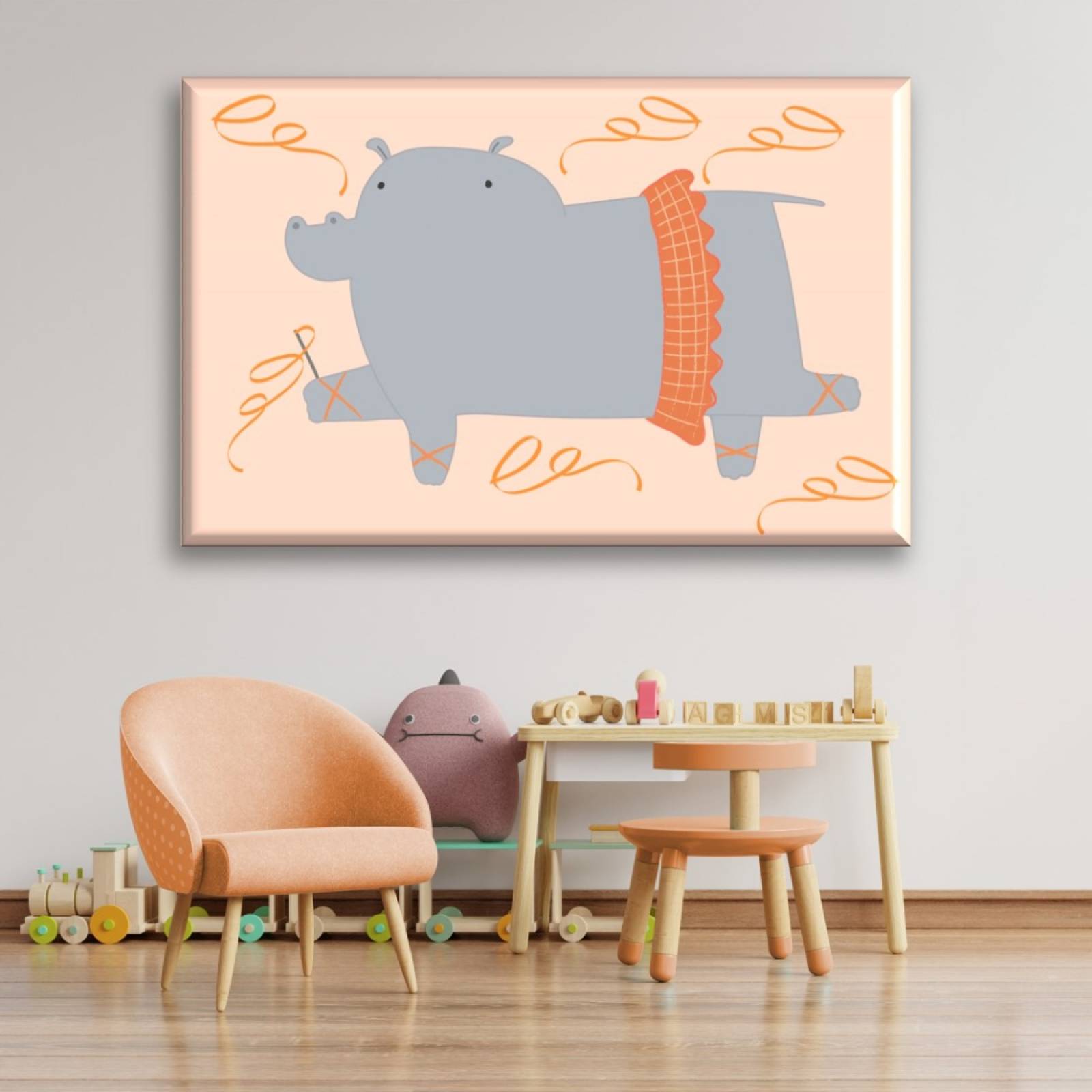 Cuadro Canva Decorativo Hipopótamo Ballet 90X60 cm