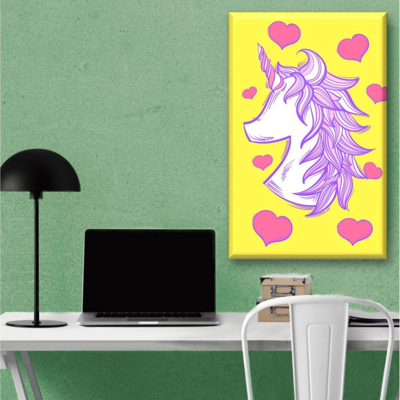 Cuadro Canva Decorativo Unicornio Enamorado 90X60 cm