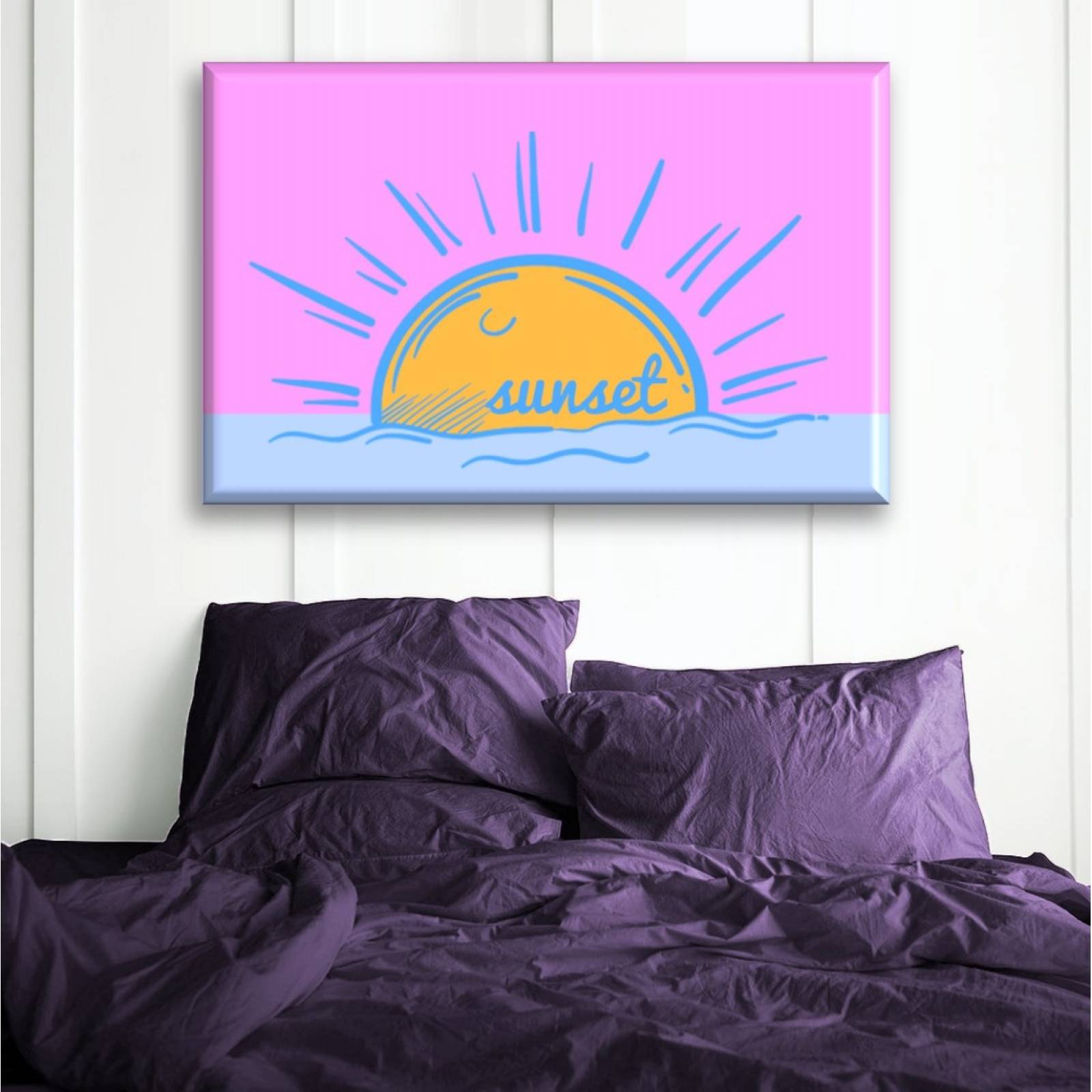 Cuadro Canva Decorativo Atardecer Pastel 90X60 cm