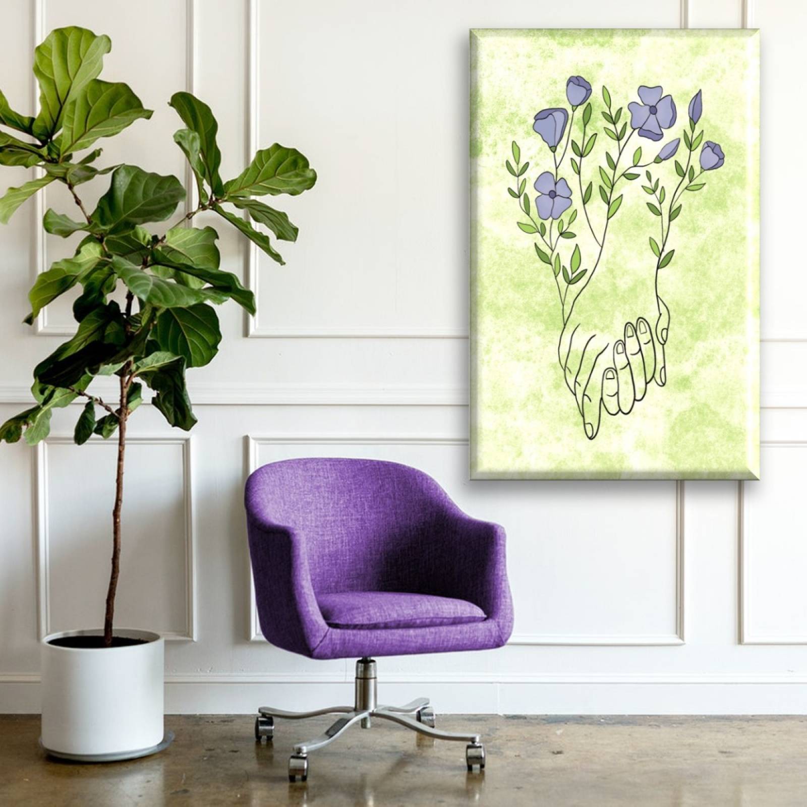 Cuadro Canva Decorativo Manos Unidas 90X60 cm