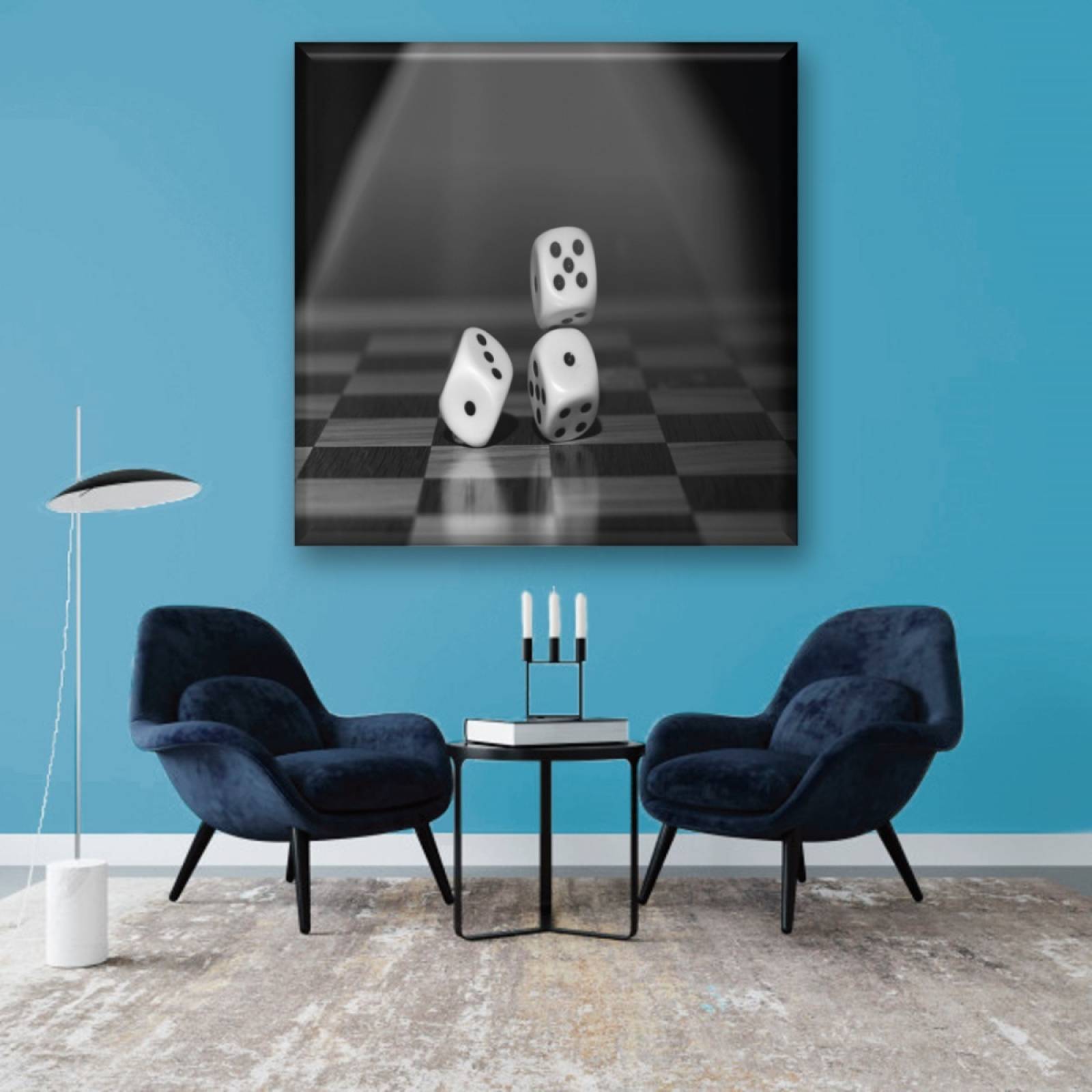 Cuadro Canva Decorativo Dados 60X40 cm