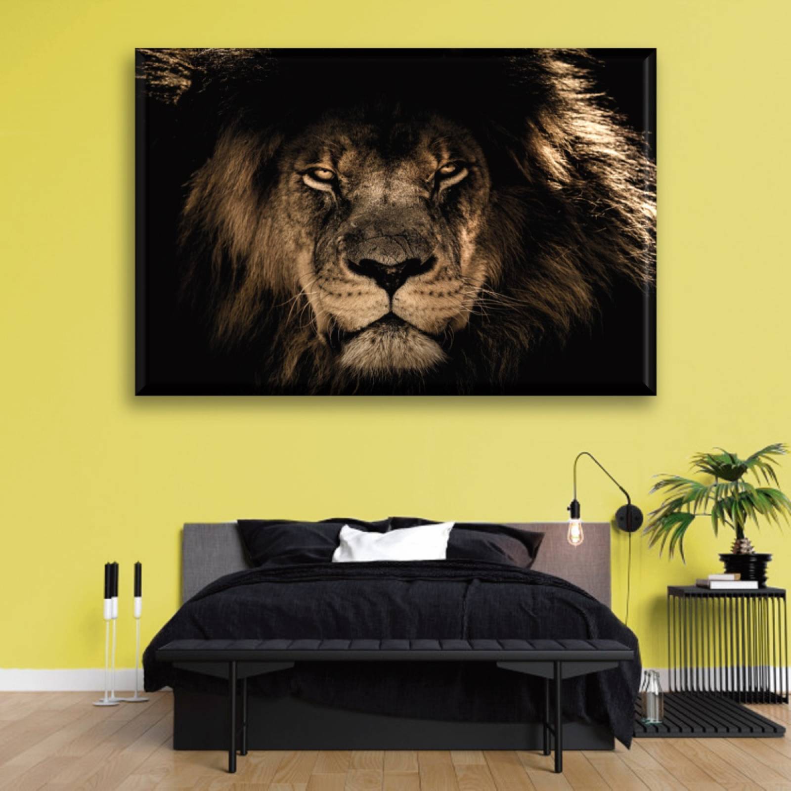 Cuadro Canva Decorativo Mirada León 60X40 cm