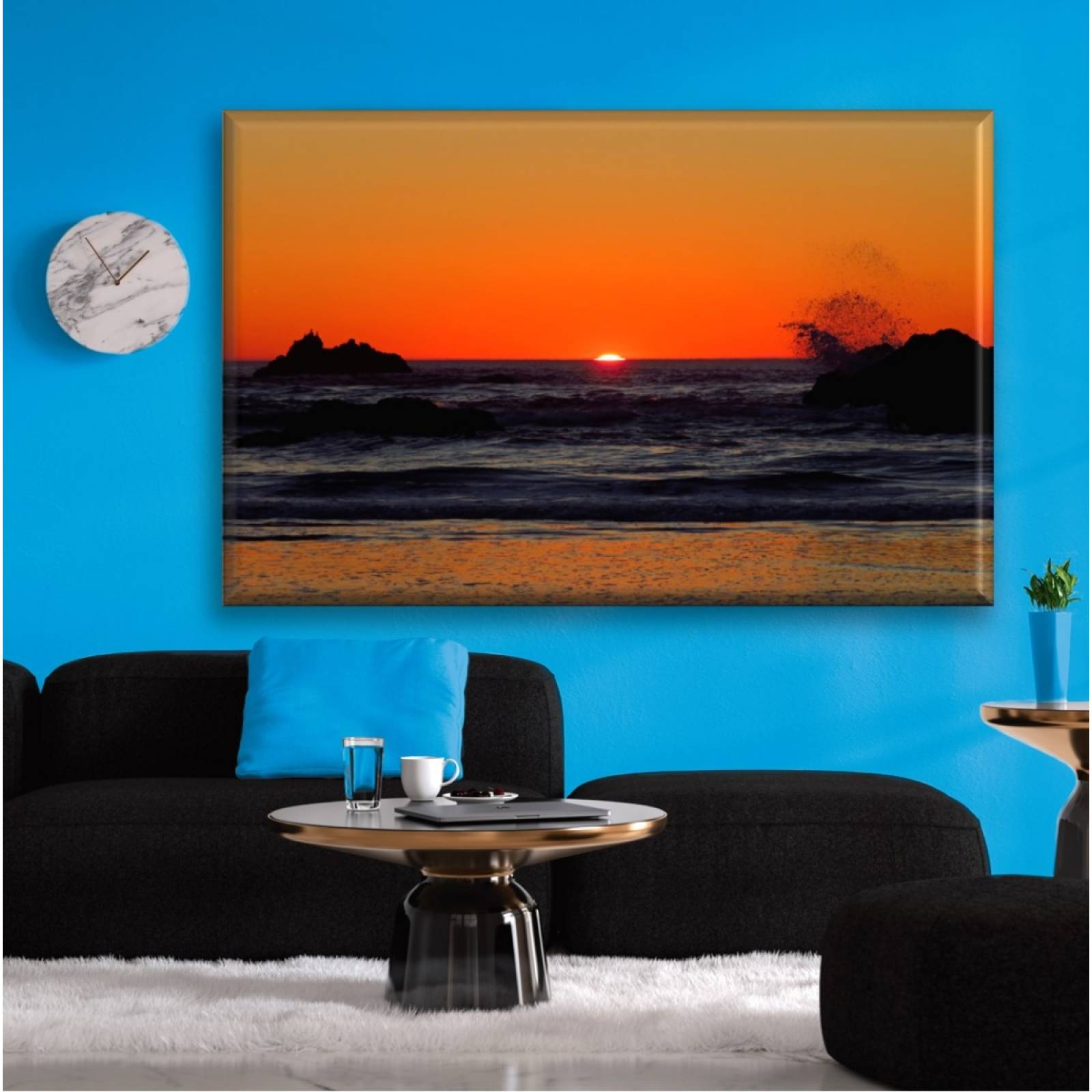 Cuadro Canva Decorativo Atardecer En La Playa 60X40 cm