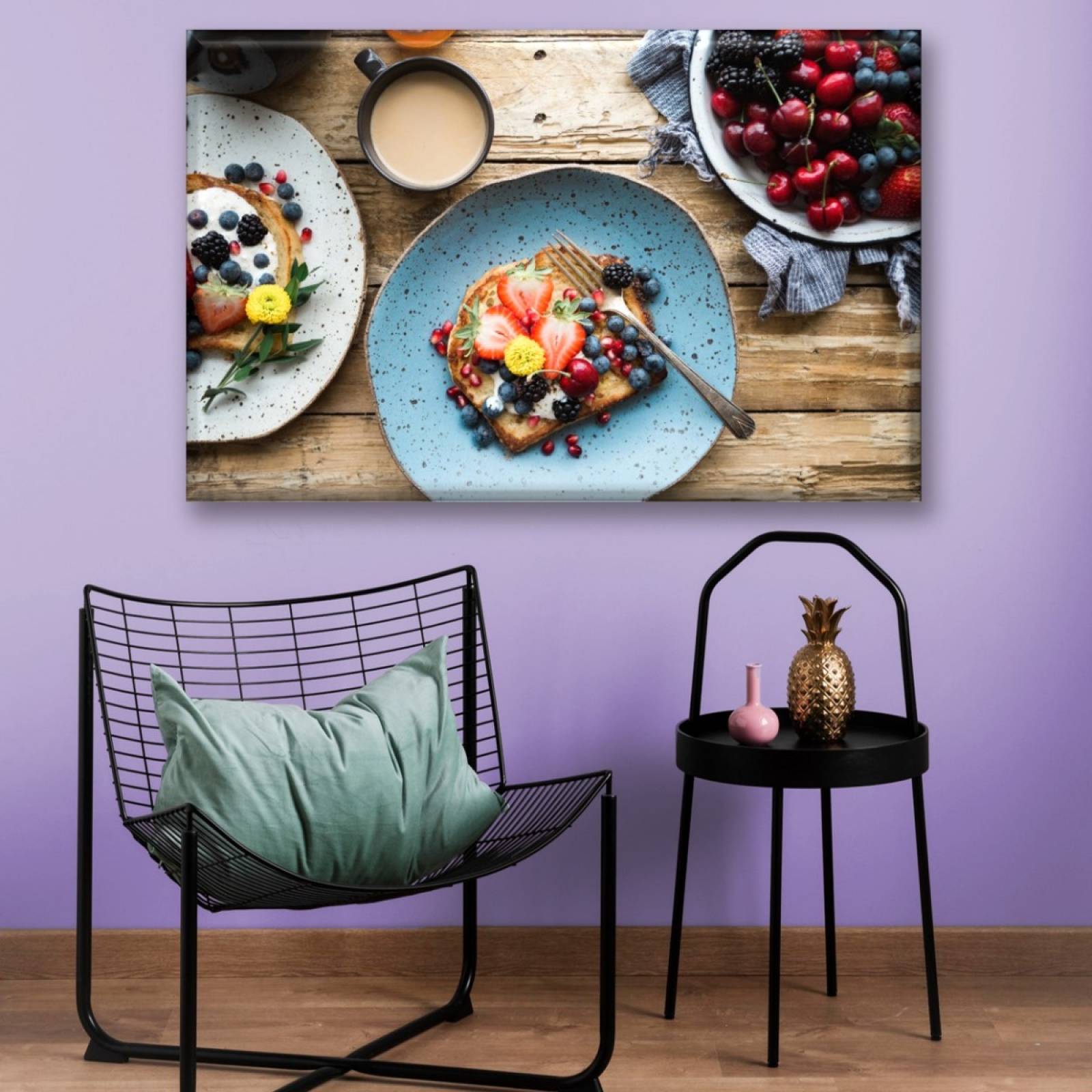 Cuadro Canva Decorativo Desayuno De Frutos Rojos 60X40 cm