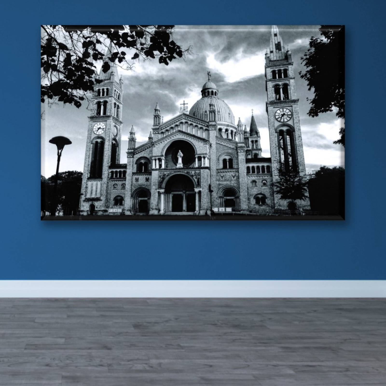 Cuadro Canva Decorativo Catedral Blanco Y Negro 60X40 cm