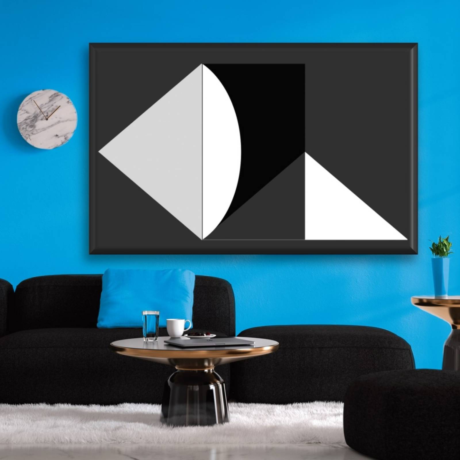 Cuadro Canva Decorativo Geométrico Blanco Y Negro 60X40 cm