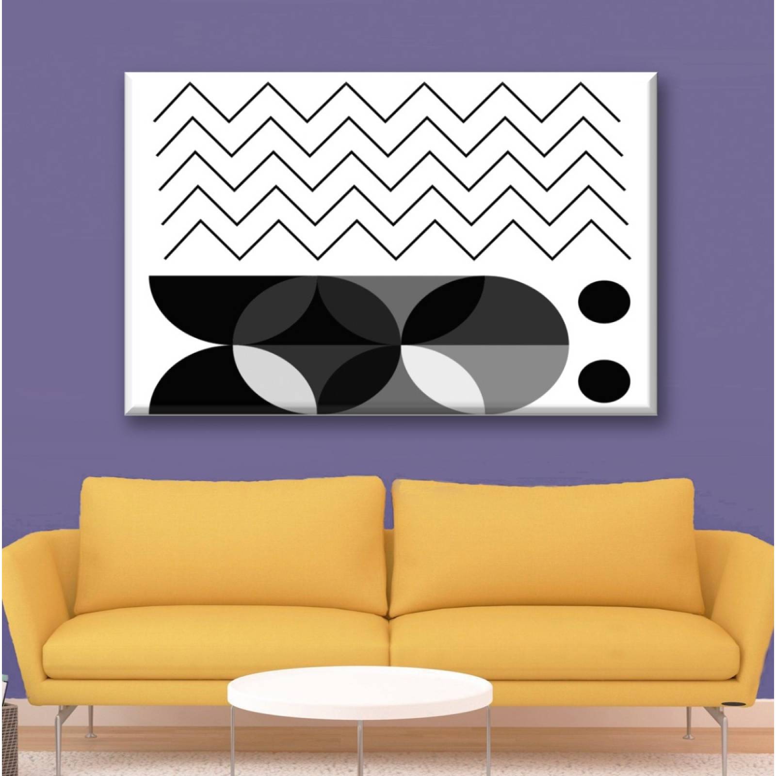 Cuadro Canva Decorativo Lienzo Formas Blanco Negro 60X40 cm
