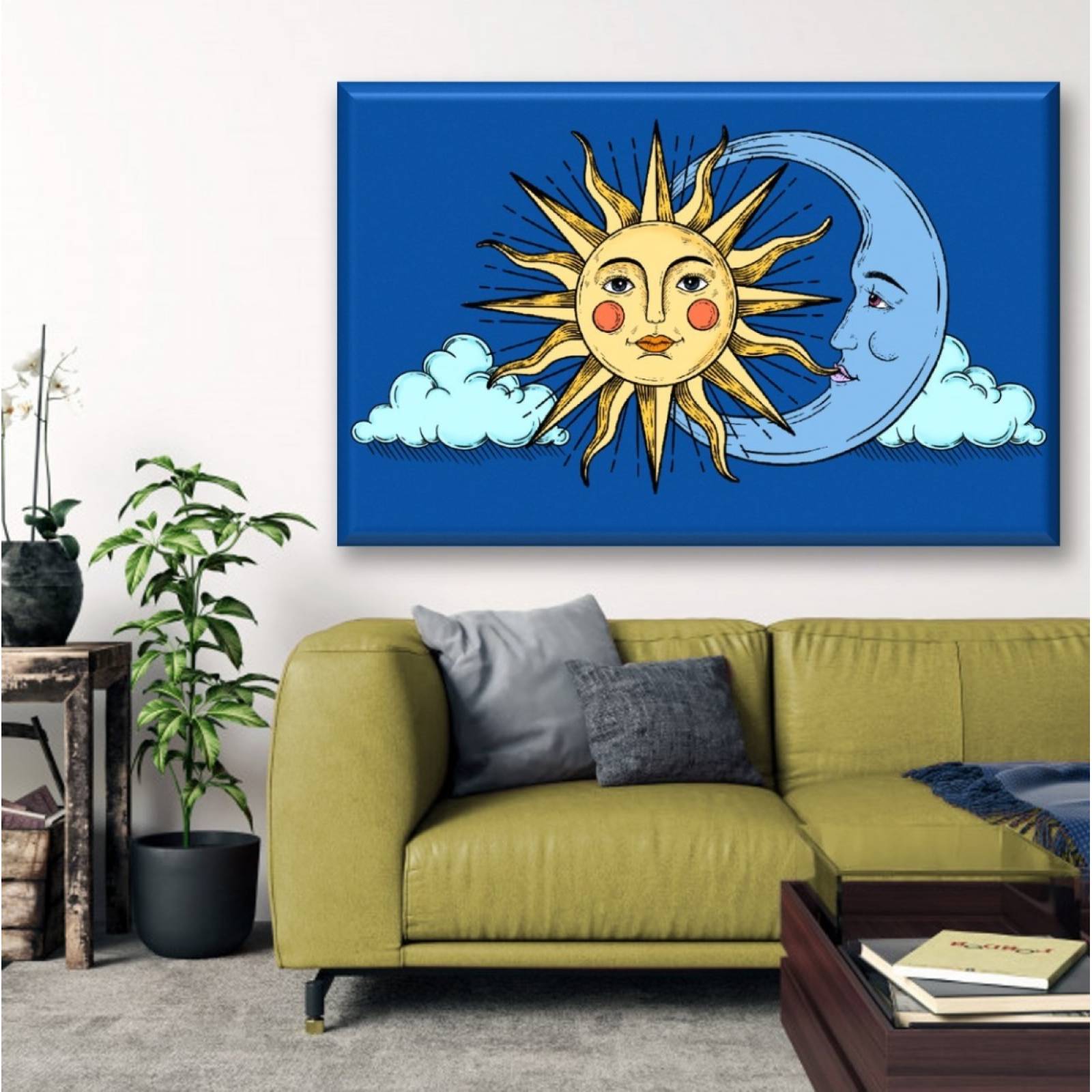 Cuadro Canva Decorativo Sol Y Luna 60X40 cm