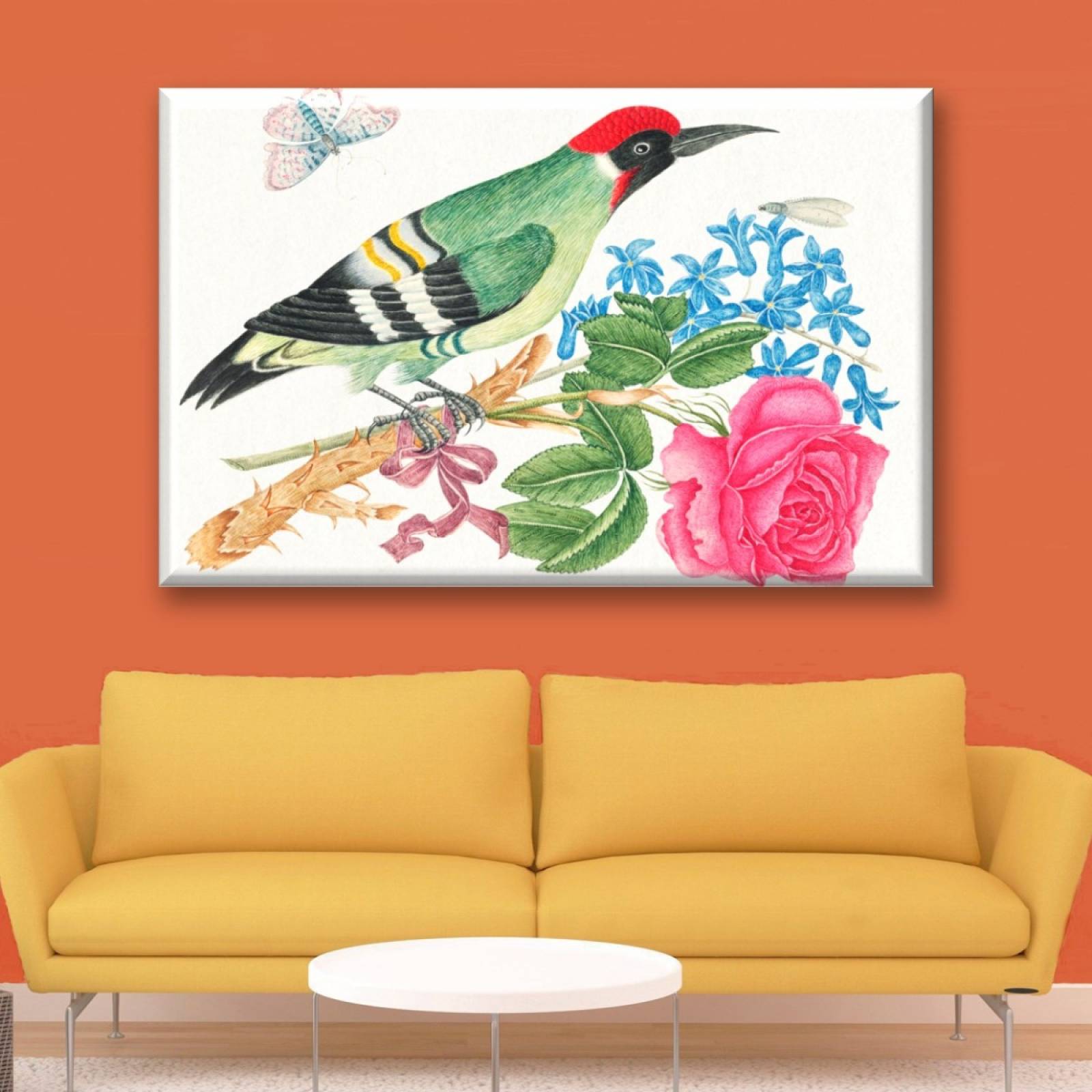 Cuadro Canva Decorativo Acuarela Pájaro Carpintero 60X40 cm