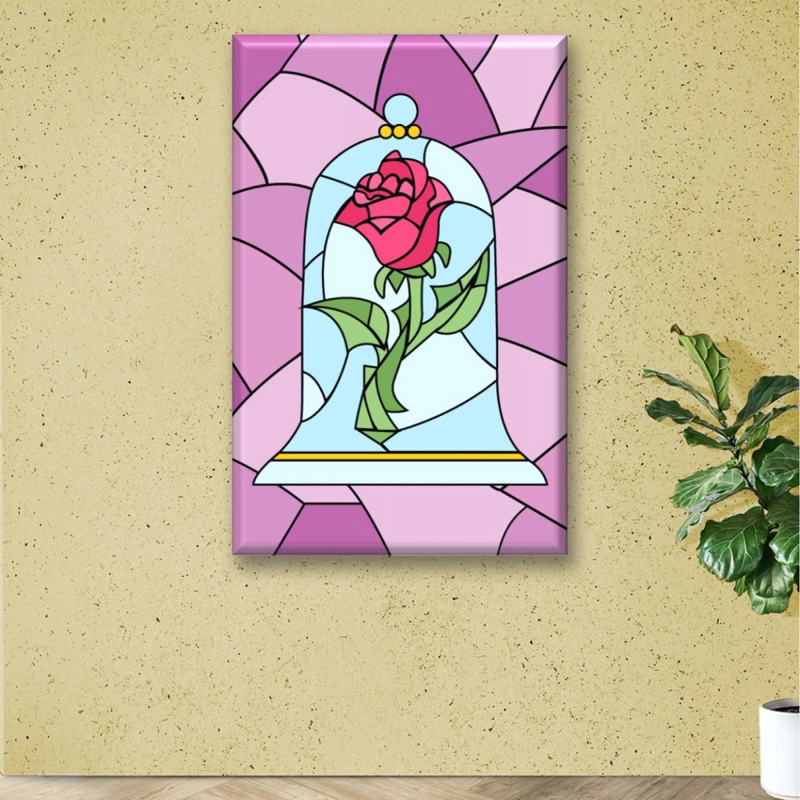 Cuadro Canva Decorativo Rosa Bella Y Bestia 60X40 cm
