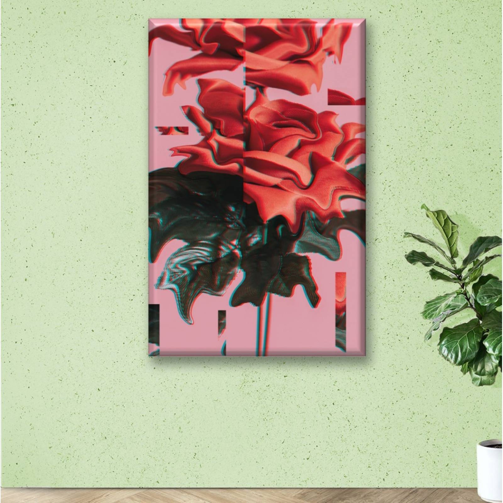 Cuadro Canva Decorativo Rosa Glitch 60X40 cm