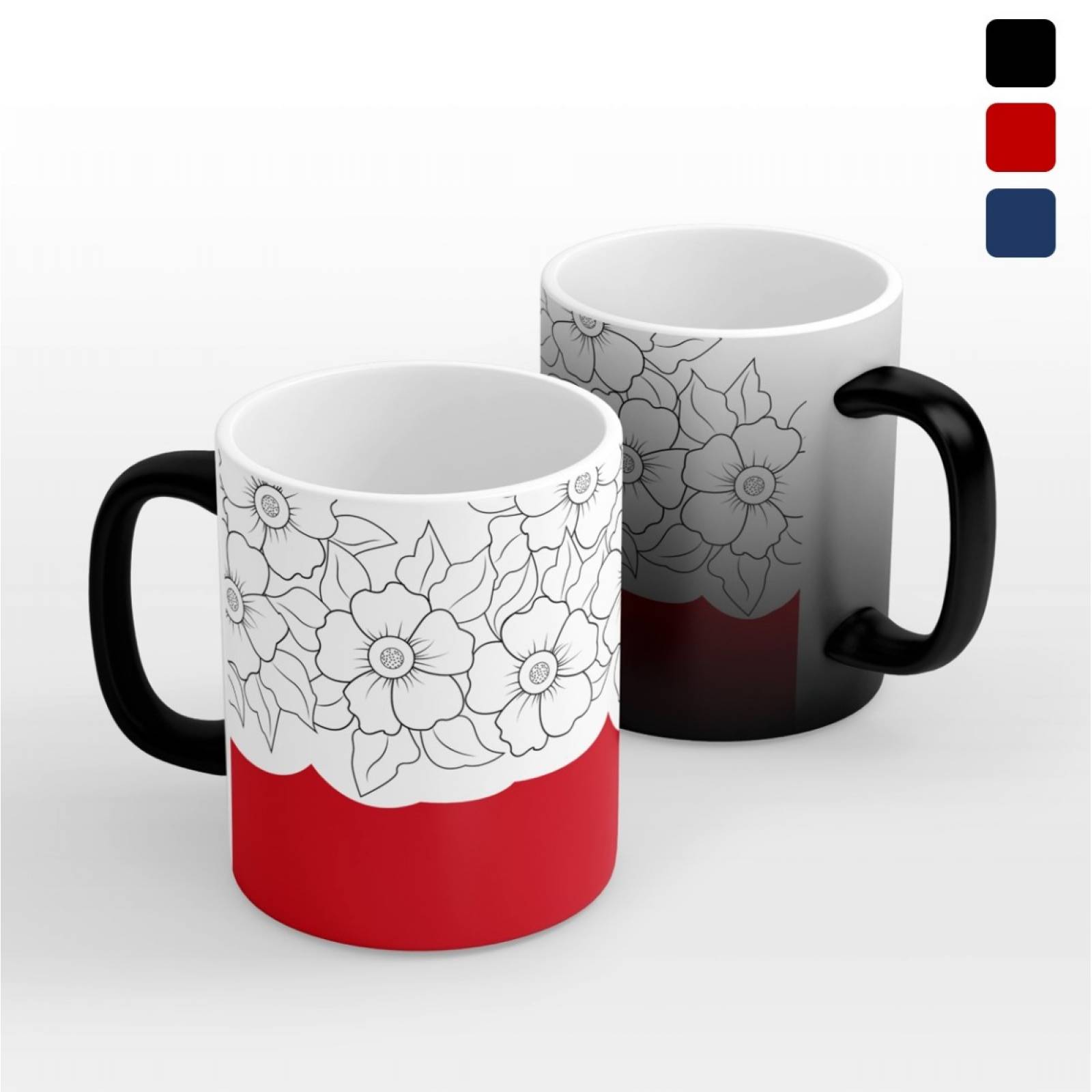 TAZA PERSONALIZADA FLORES CON ROJO MODELO MÁGICA.