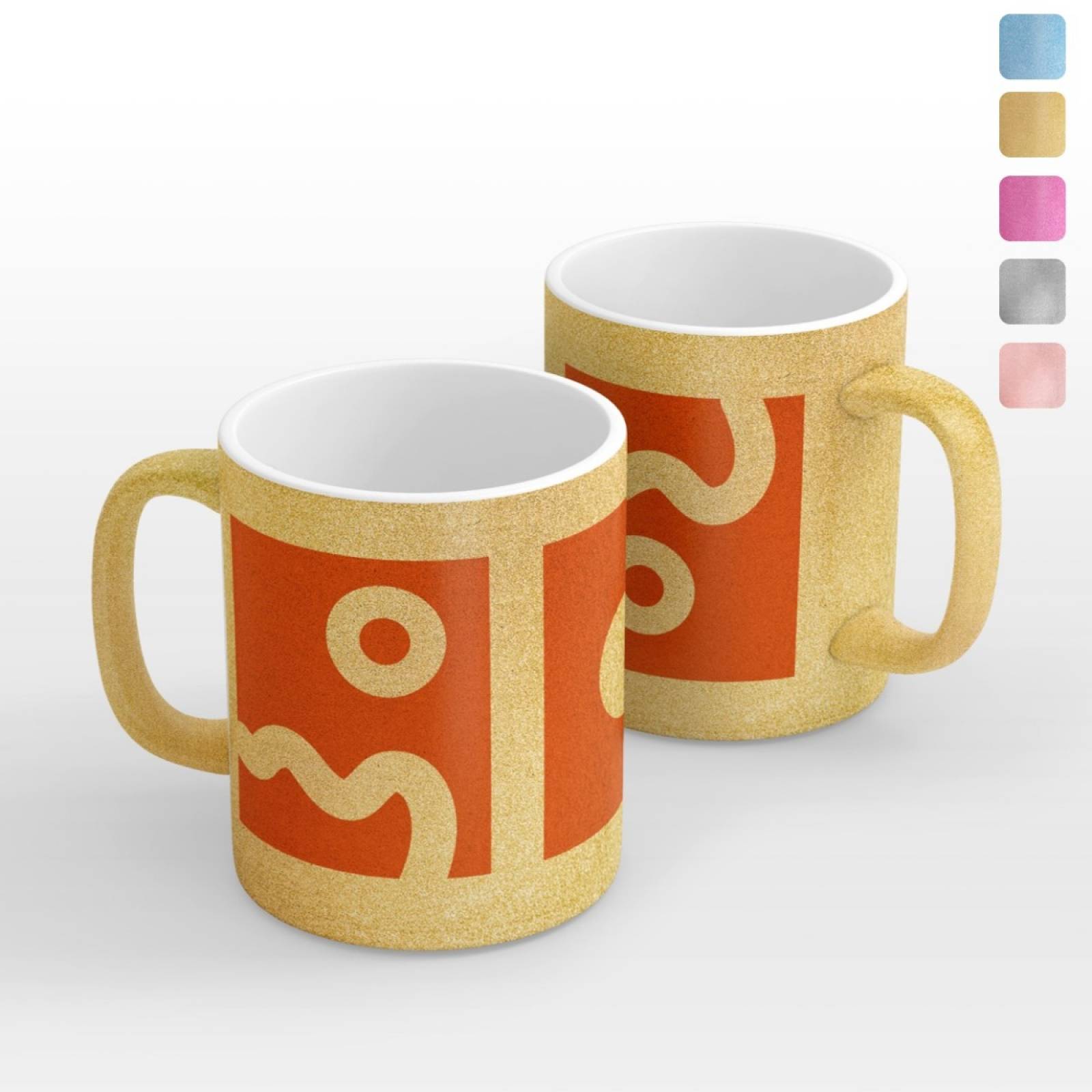 TAZA PERSONALIZADA PATTERN NARANJA MODELO GLITTER