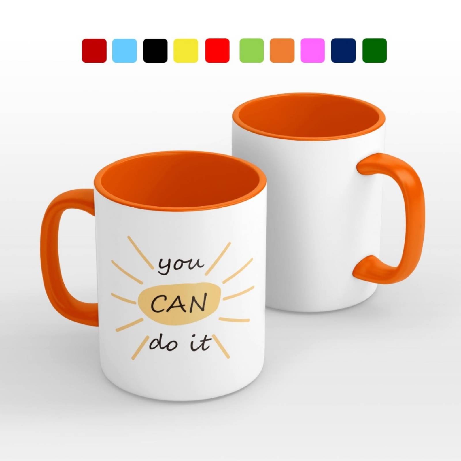 TAZA PERSONALIZADA TU PUEDES MODELO INTERIOR Y ASA DE COLOR.